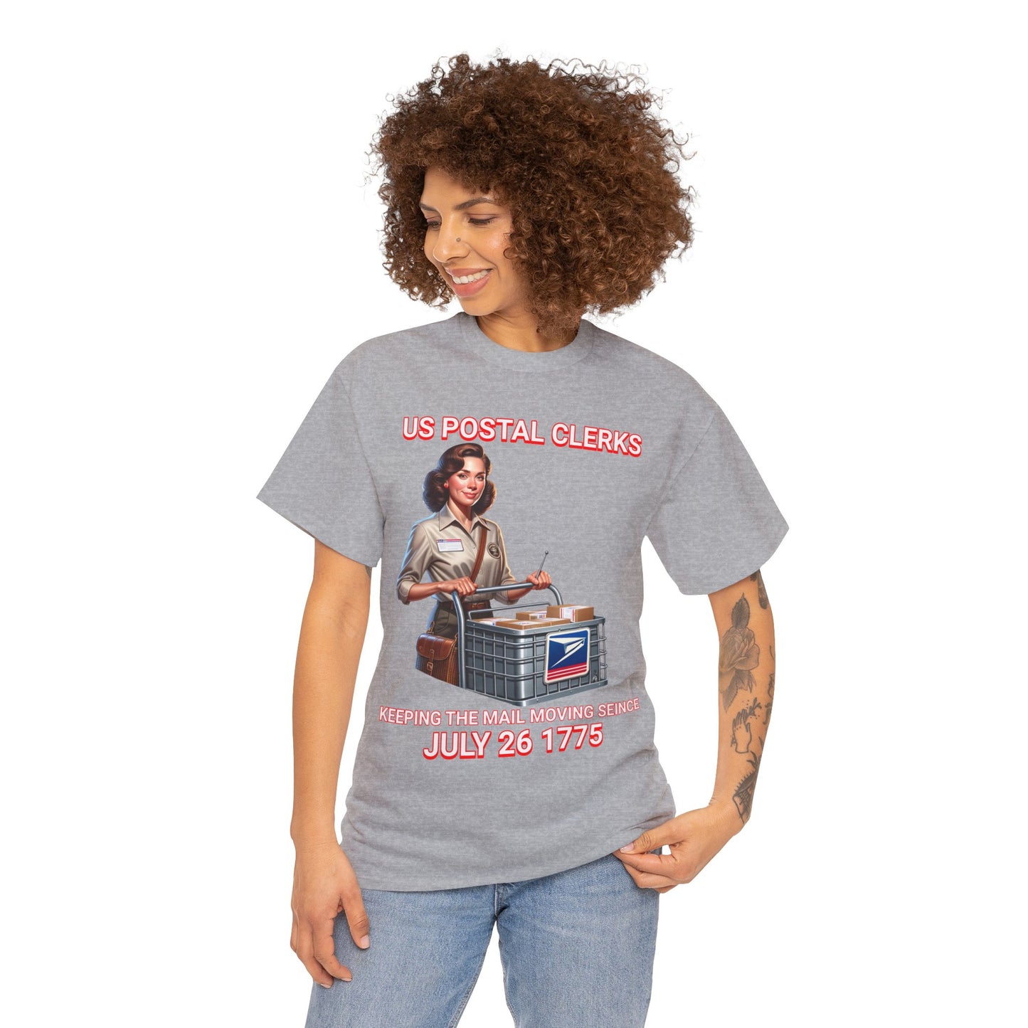 POSTAL CLERK ON FRONT Unisex Heavy Cotton Tee