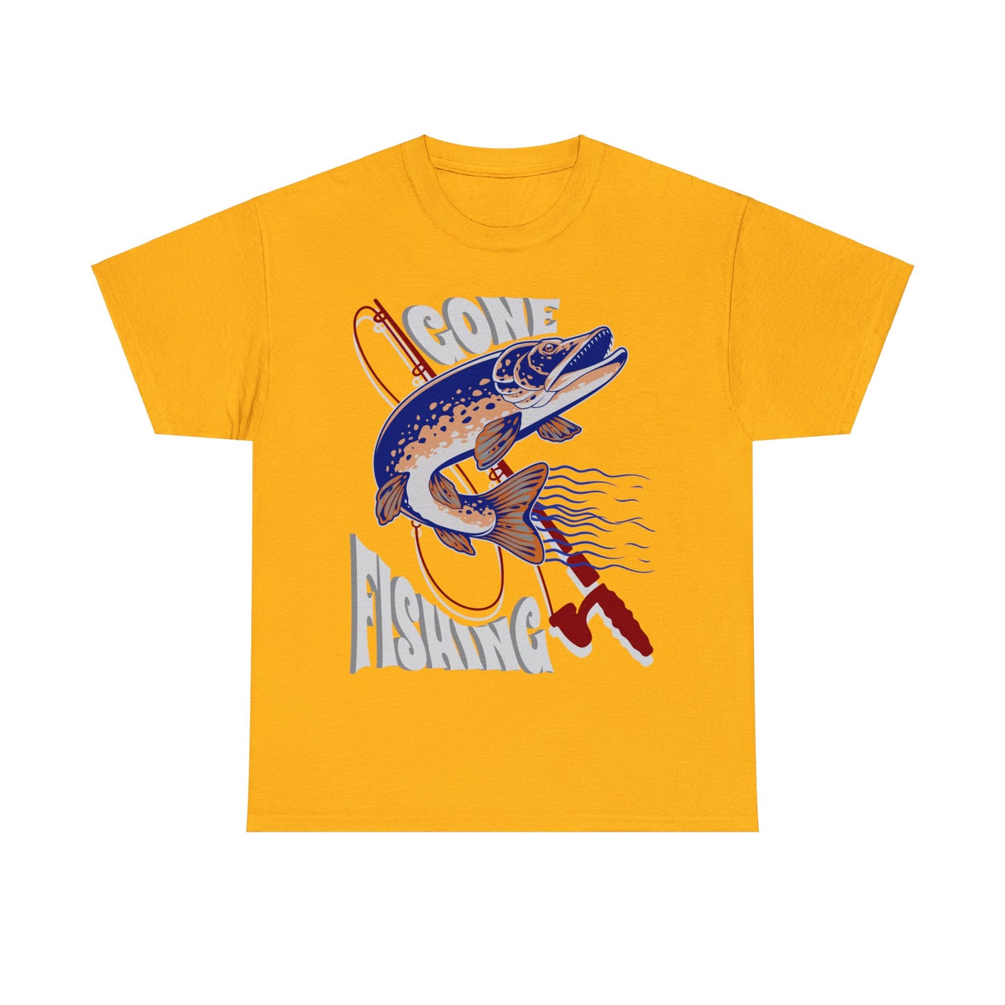 FISHING ON FRONT 5 Unisex Heavy Cotton Tee