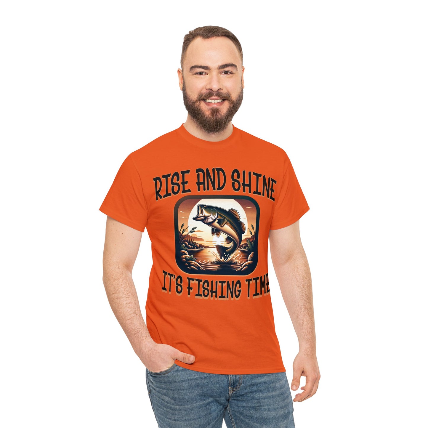 FISHING ON FRONT Unisex Heavy Cotton Tee