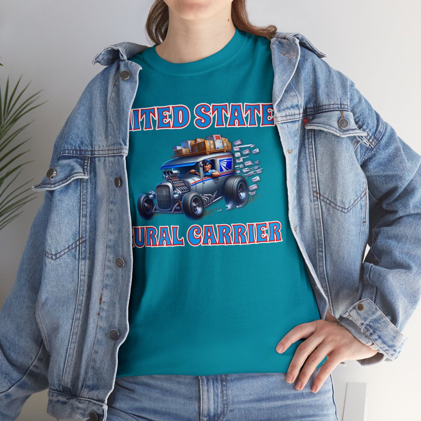 RURAL CARRIER ON front Unisex Heavy Cotton Tee
