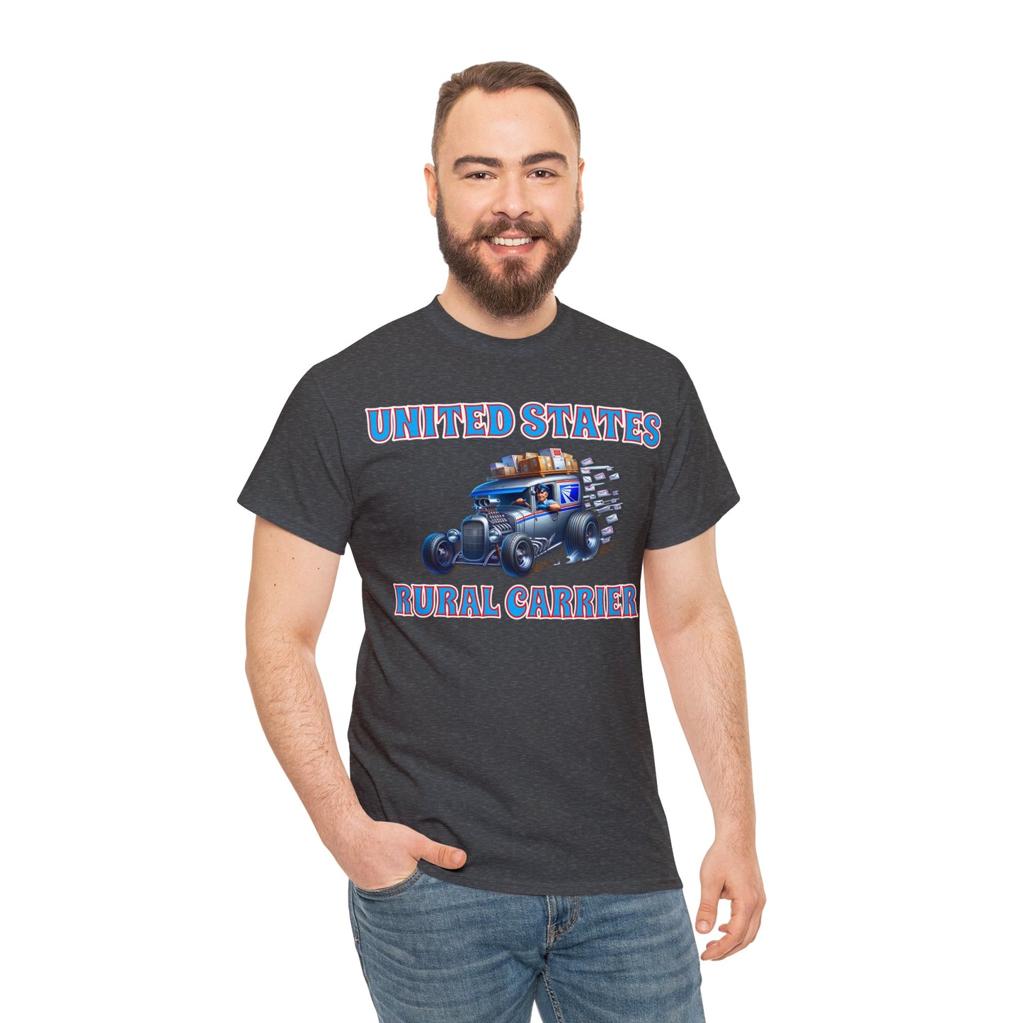 RURAL CARRIER ON front Unisex Heavy Cotton Tee