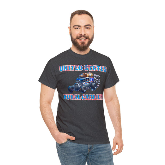 RURAL CARRIER ON front Unisex Heavy Cotton Tee