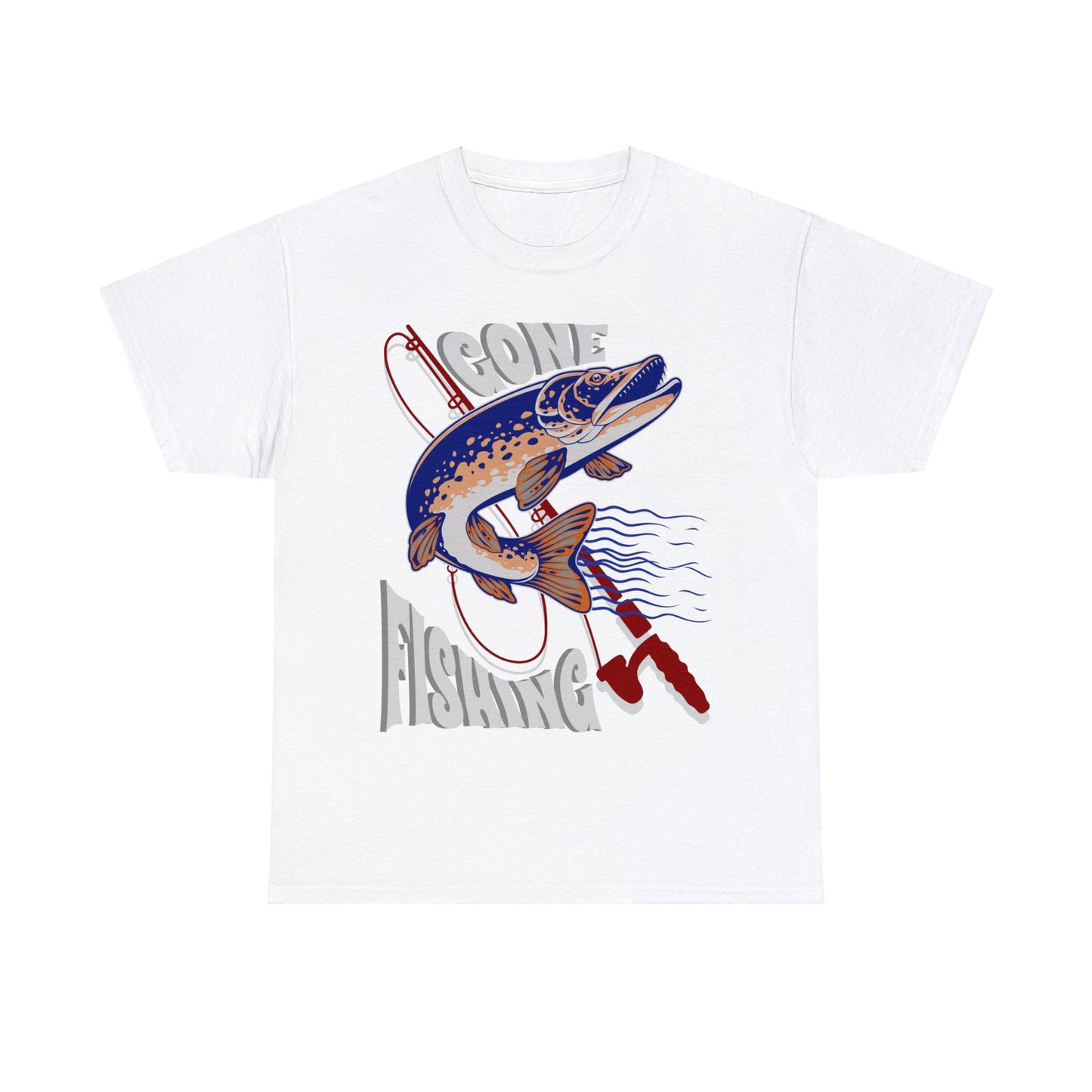 FISHING ON FRONT 5 Unisex Heavy Cotton Tee