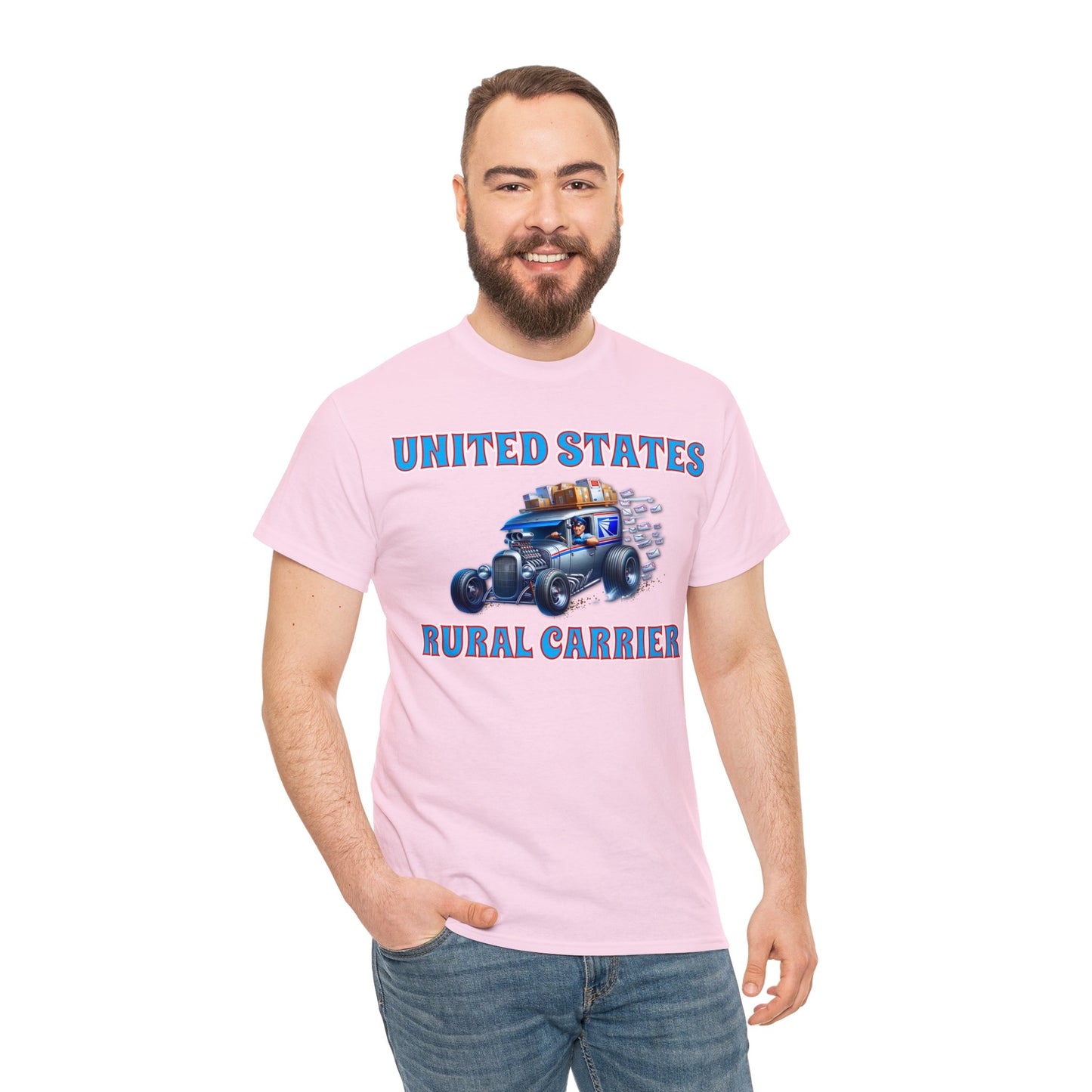 RURAL CARRIER ON front Unisex Heavy Cotton Tee
