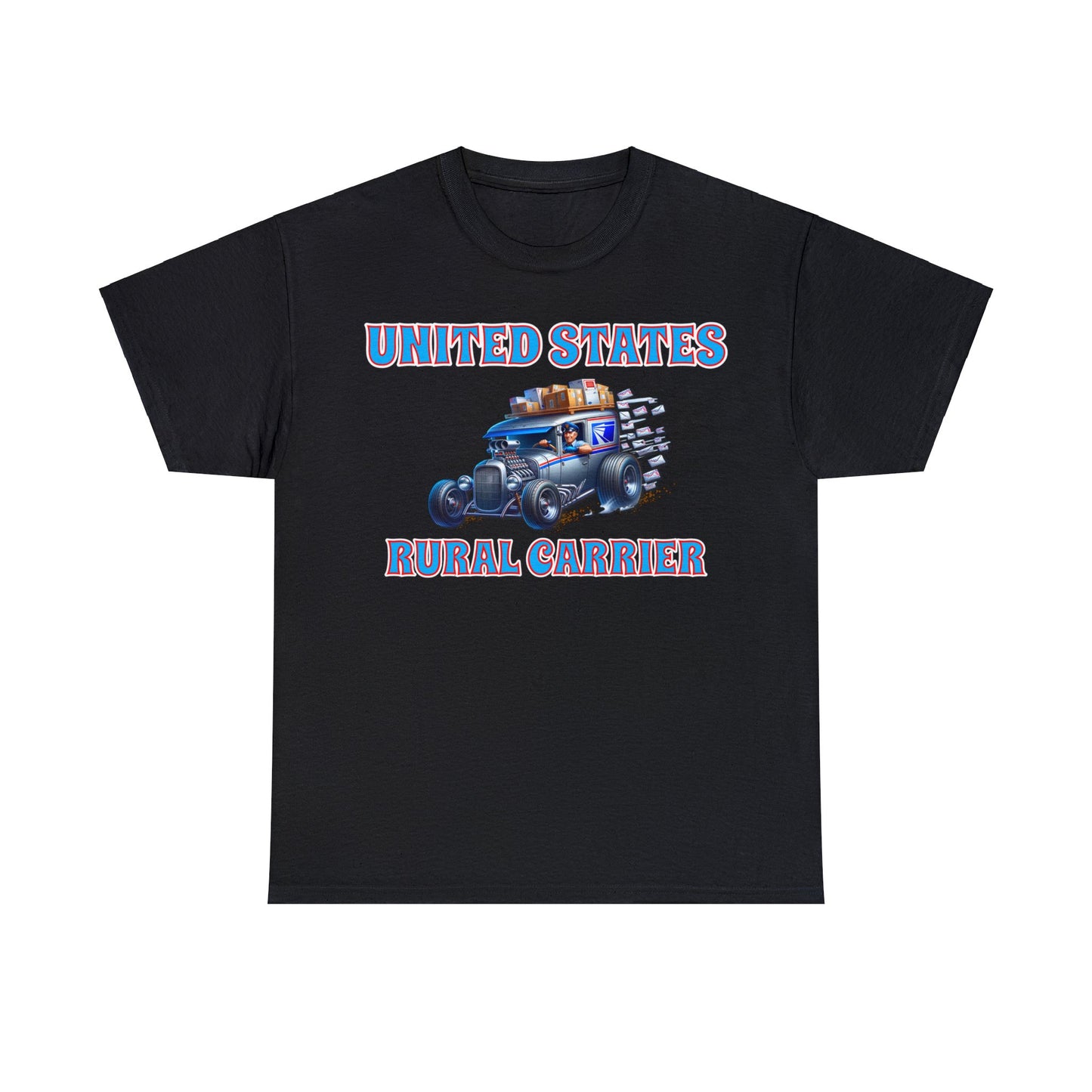 RURAL CARRIER ON front Unisex Heavy Cotton Tee
