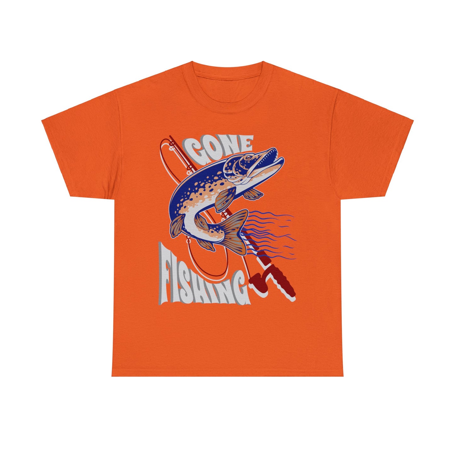 FISHING ON FRONT 5 Unisex Heavy Cotton Tee