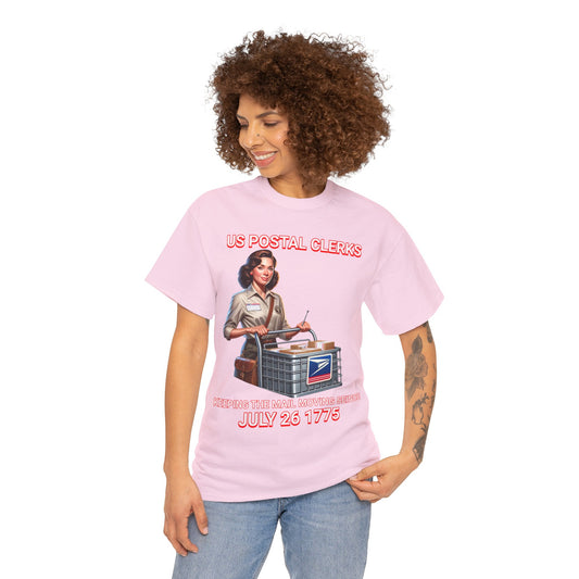 POSTAL CLERK ON FRONT Unisex Heavy Cotton Tee
