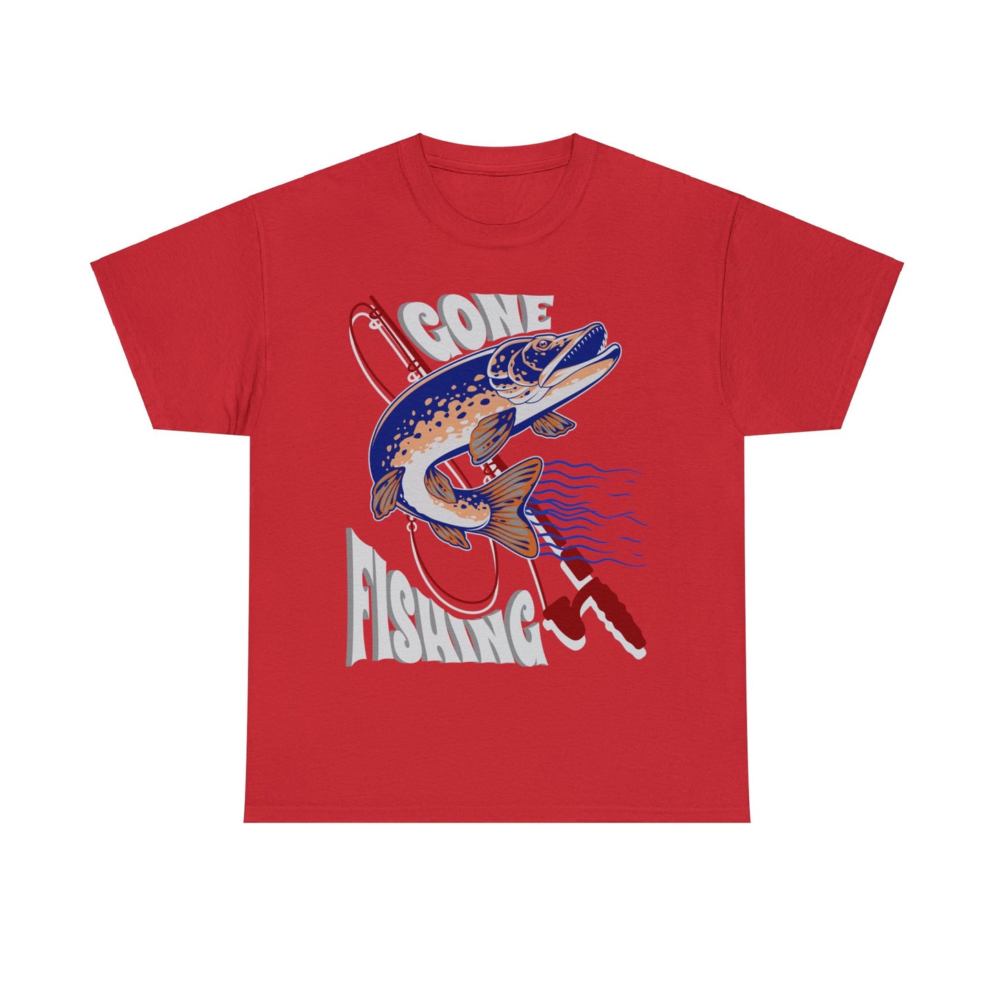 FISHING ON FRONT 5 Unisex Heavy Cotton Tee