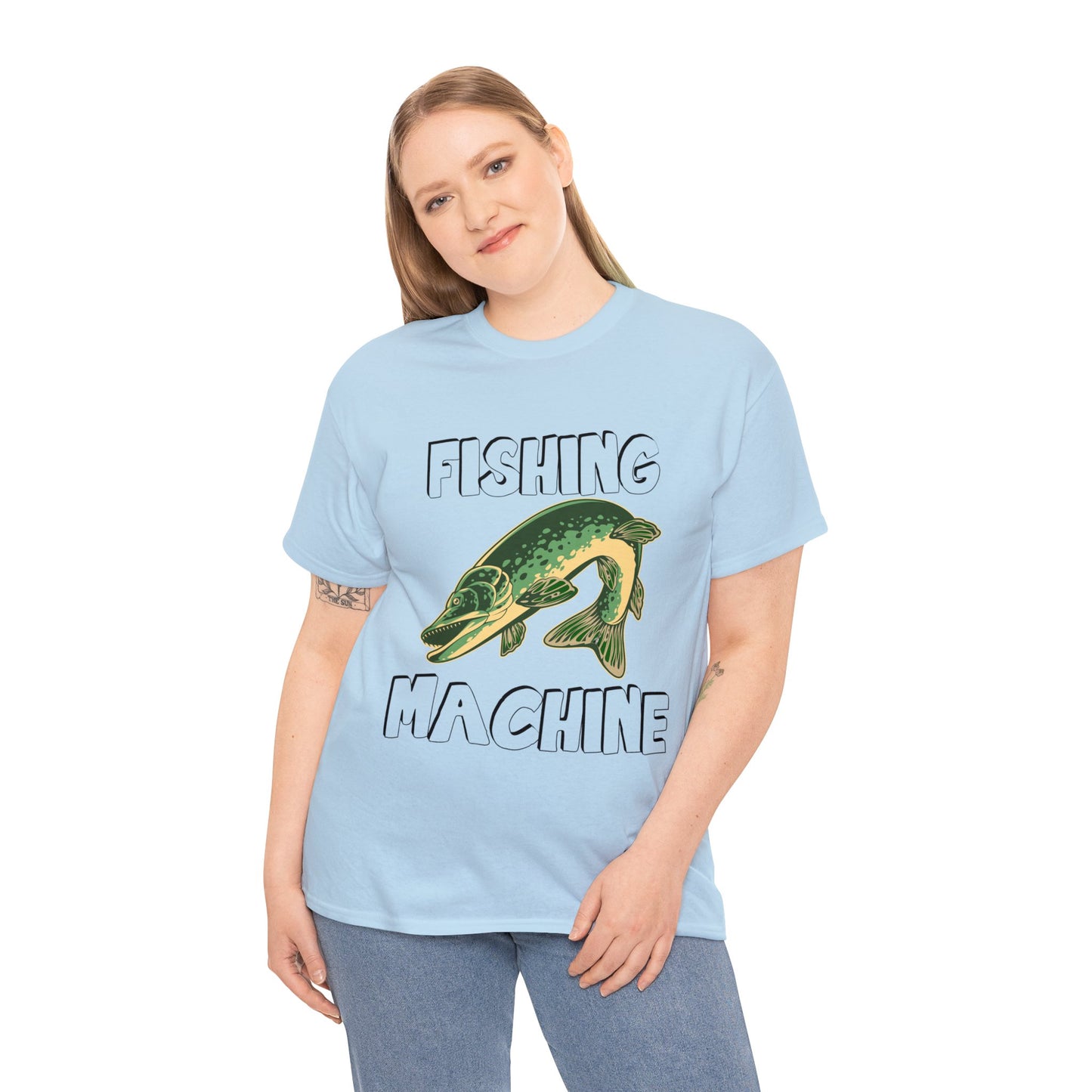 FISHING ON FRONT 5 Unisex Heavy Cotton Tee