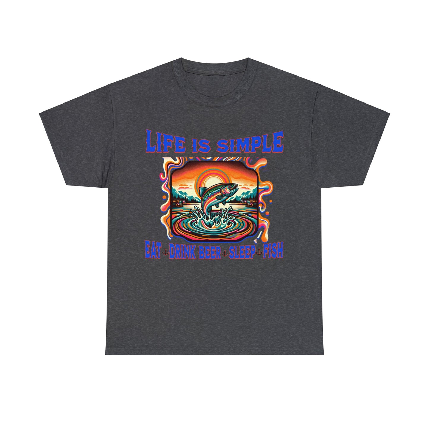 fishing 2 ON FRONT Unisex Heavy Cotton Tee