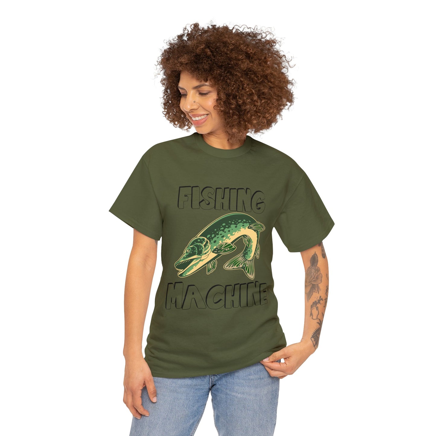 FISHING ON FRONT 5 Unisex Heavy Cotton Tee