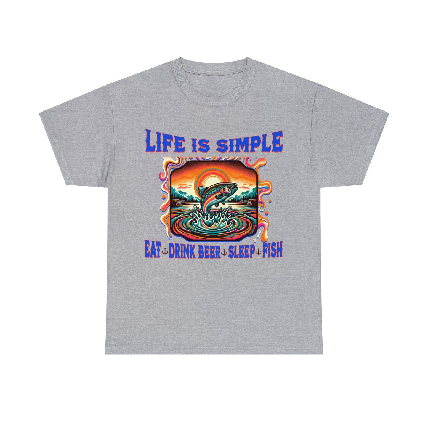 fishing 2 ON FRONT Unisex Heavy Cotton Tee
