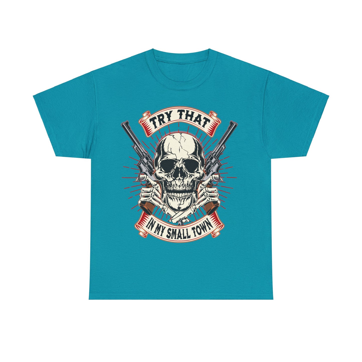 SMALL  TOWN ON FRONT  Unisex Heavy Cotton Tee
