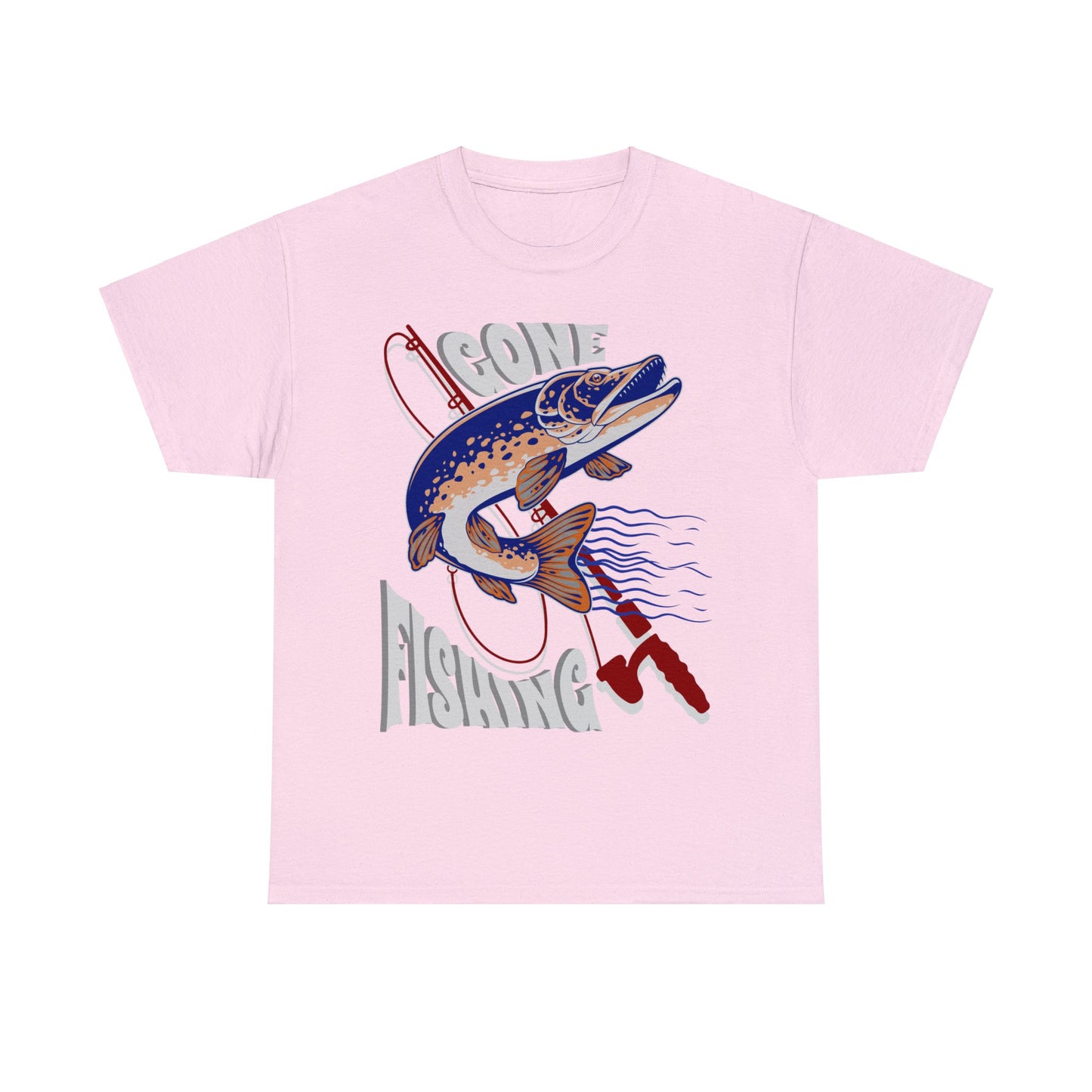 FISHING ON FRONT 5 Unisex Heavy Cotton Tee
