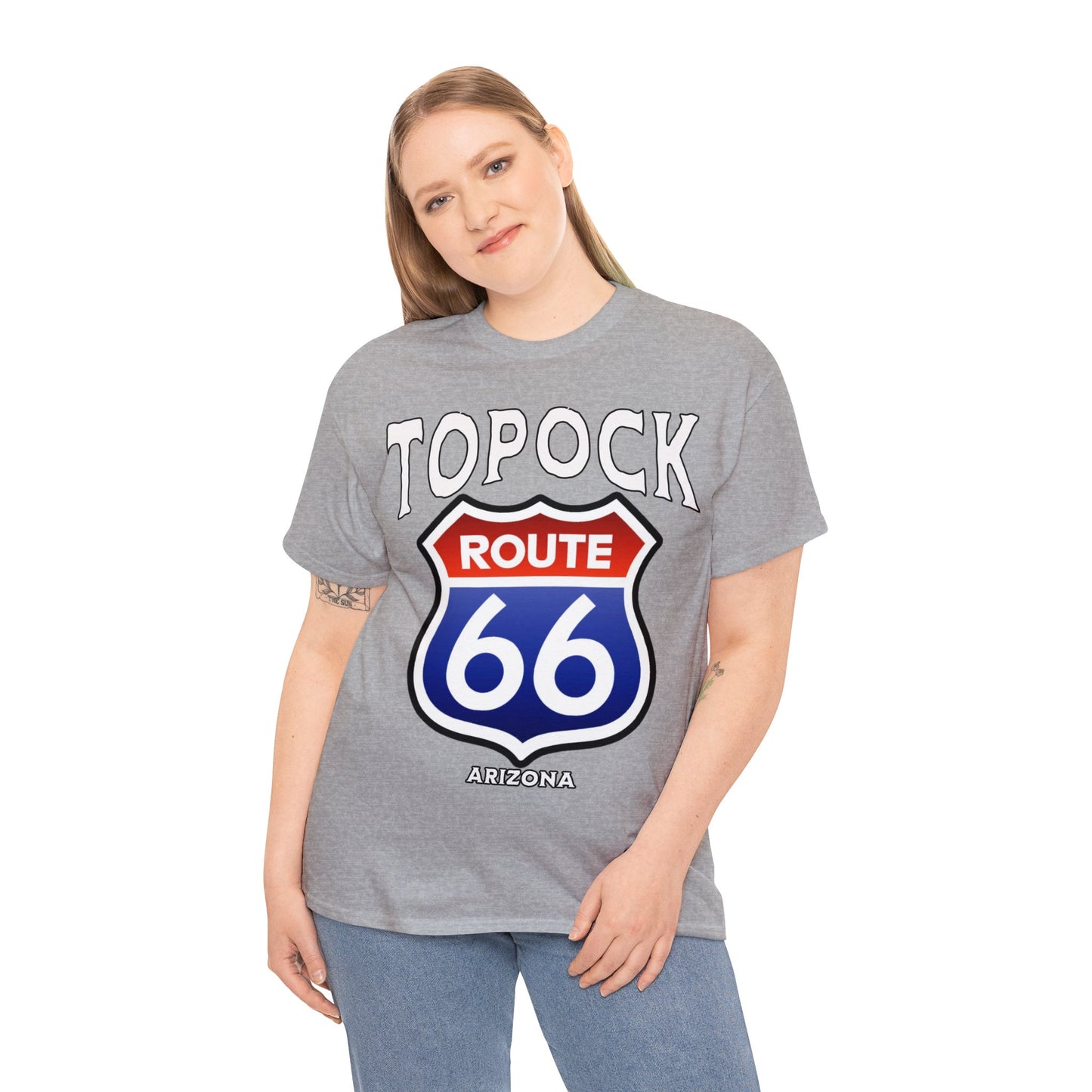 TOPOCK RT66 ON FRONT Unisex Heavy Cotton Tee