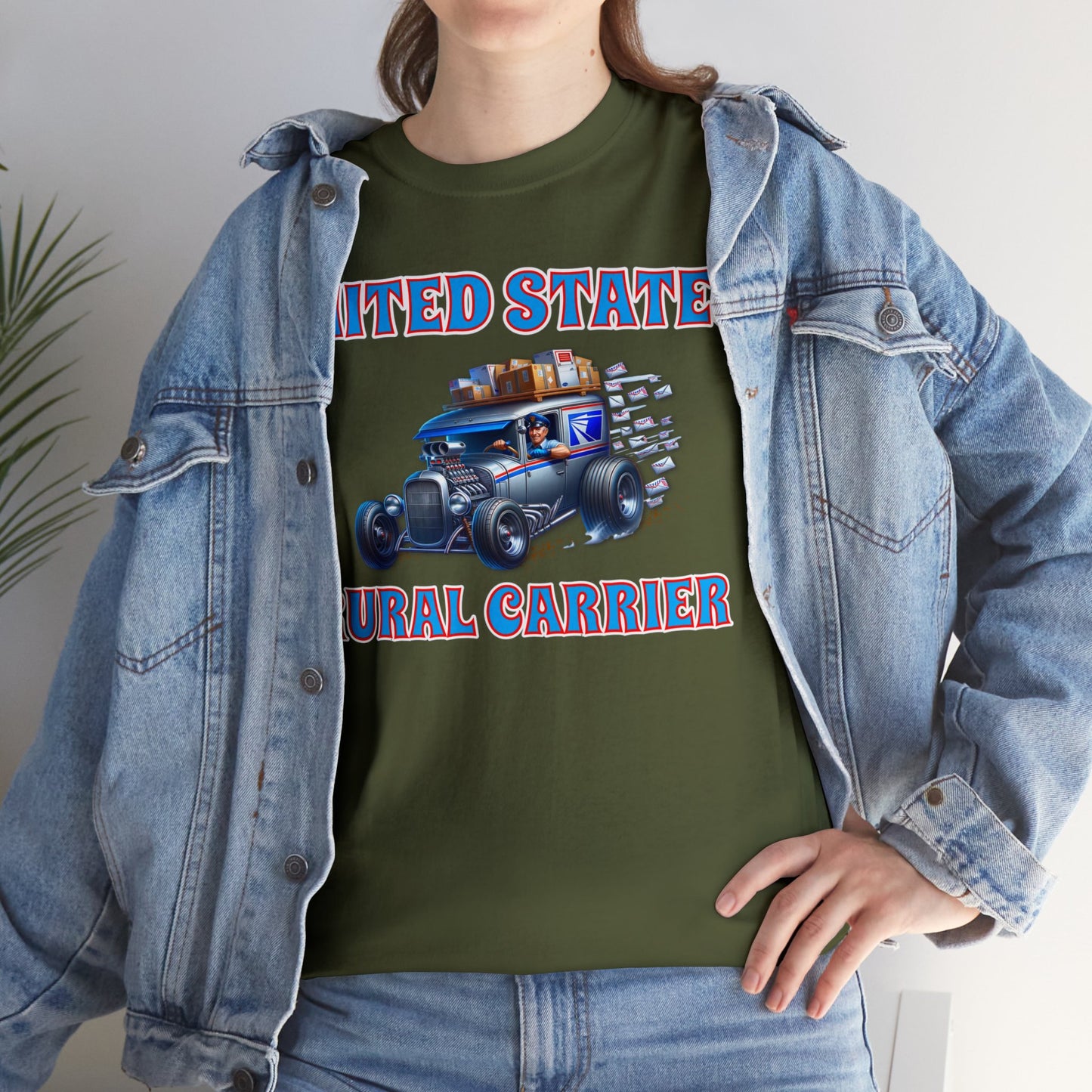 RURAL CARRIER ON front Unisex Heavy Cotton Tee