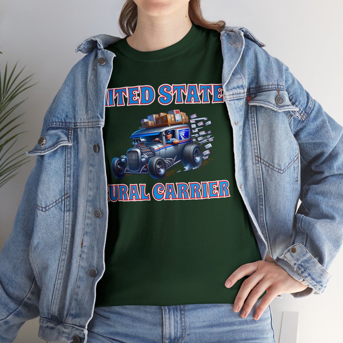 RURAL CARRIER ON front Unisex Heavy Cotton Tee