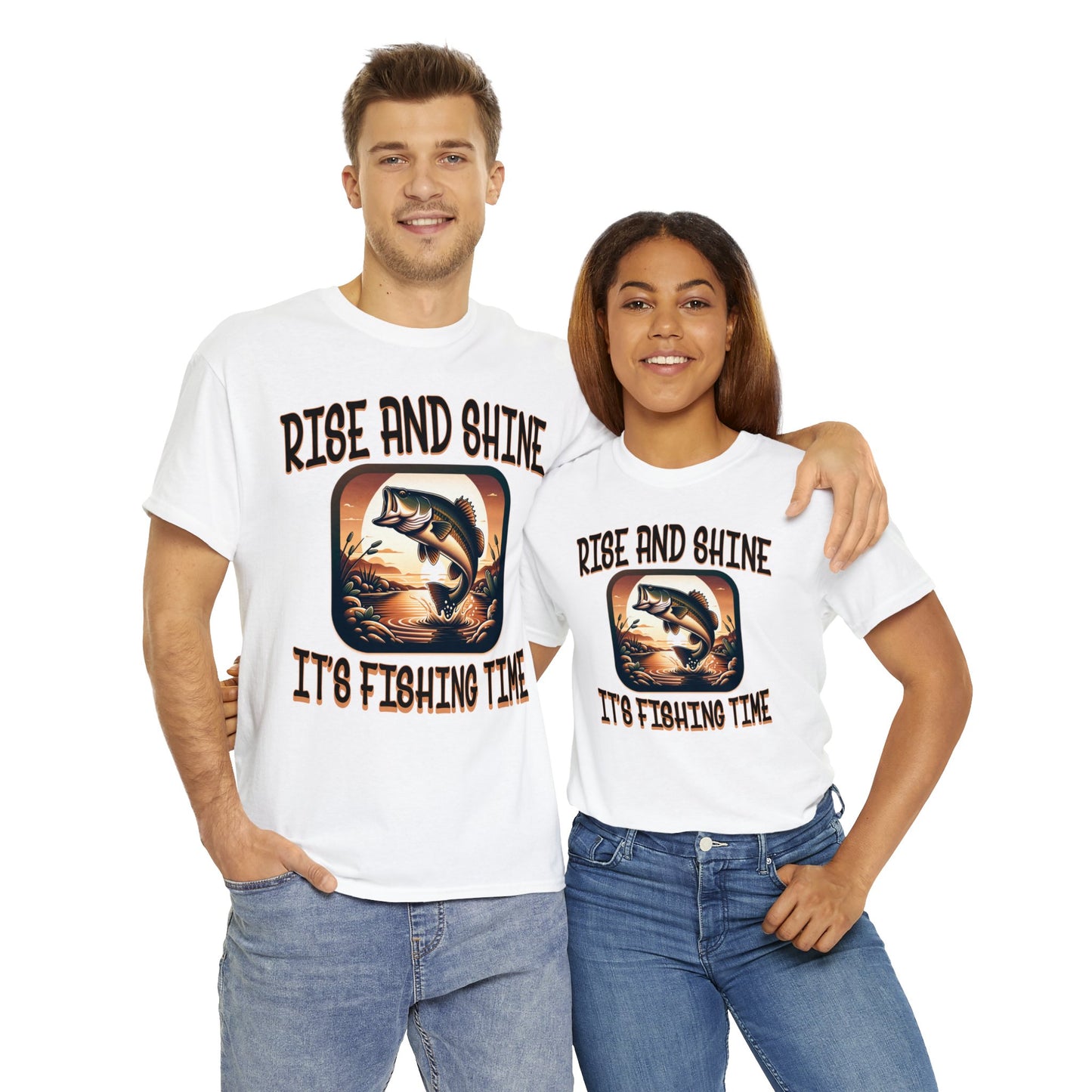 FISHING ON FRONT Unisex Heavy Cotton Tee