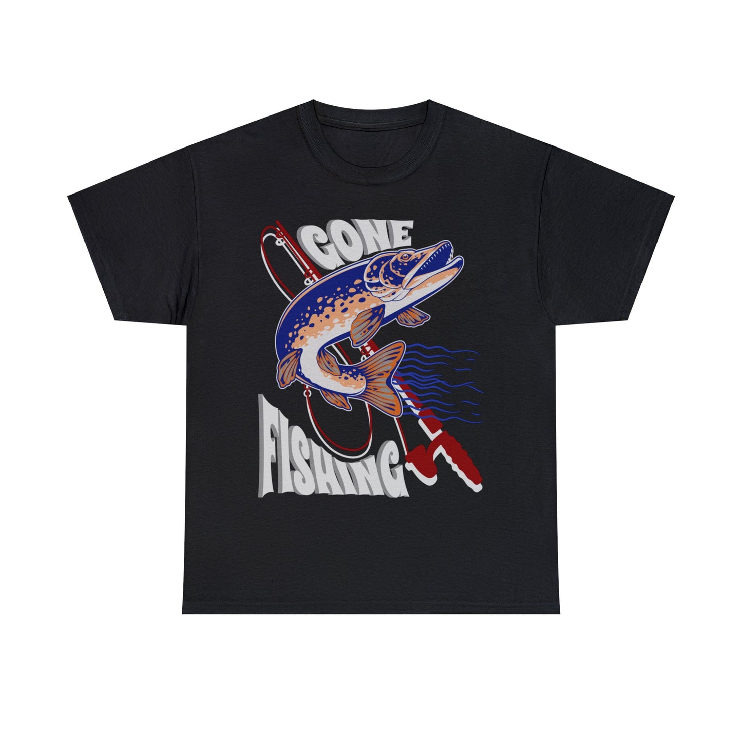 FISHING ON FRONT 5 Unisex Heavy Cotton Tee
