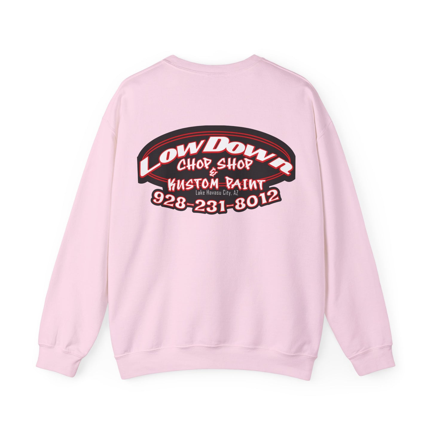 Low Down Custom Paint Crewneck Sweatshirt with phone number