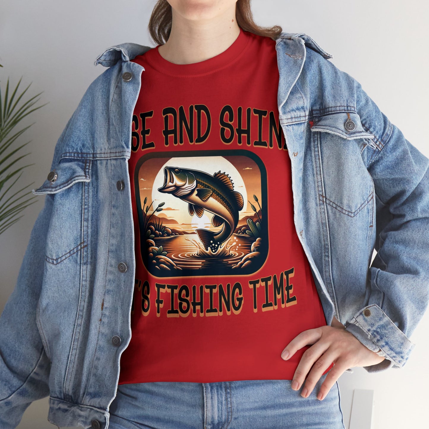 FISHING ON FRONT Unisex Heavy Cotton Tee
