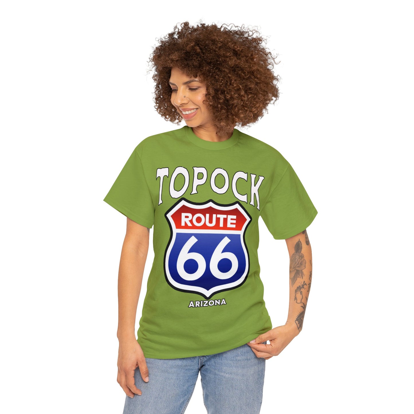 TOPOCK RT66 ON FRONT Unisex Heavy Cotton Tee