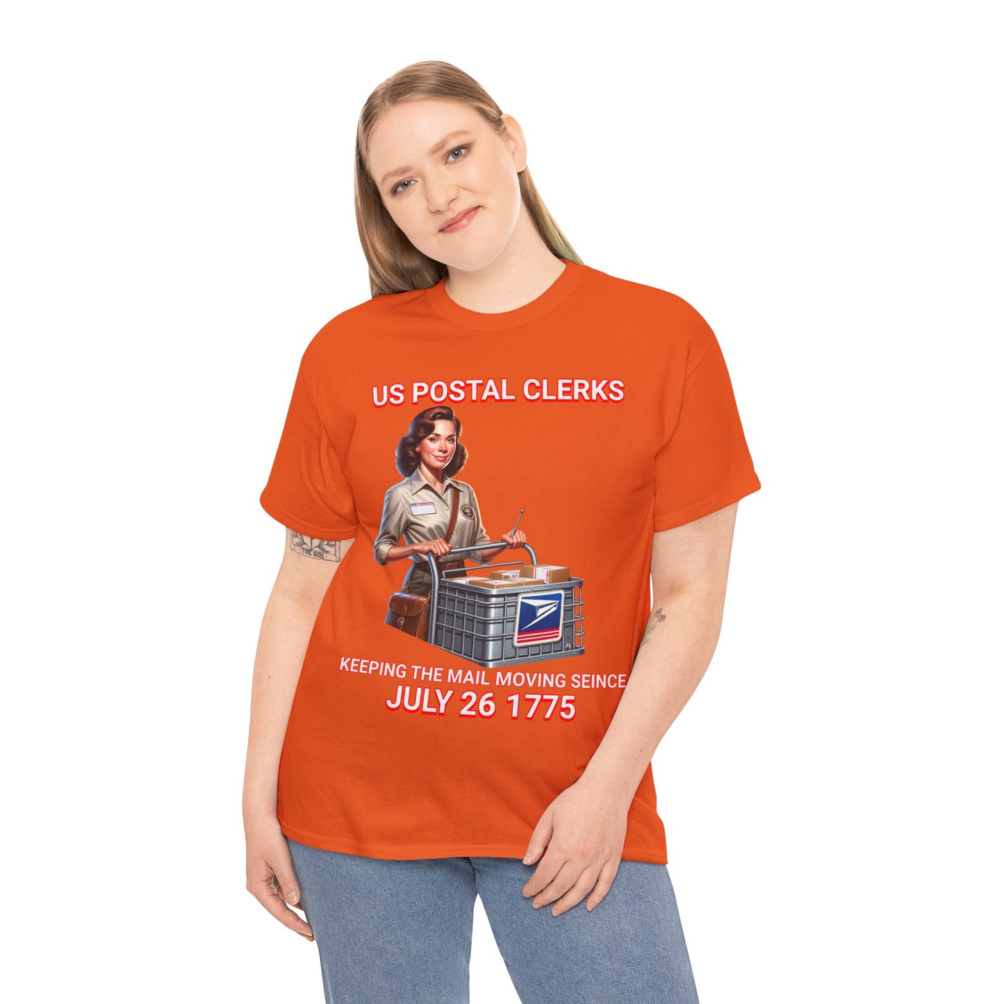 POSTAL CLERK ON FRONT Unisex Heavy Cotton Tee