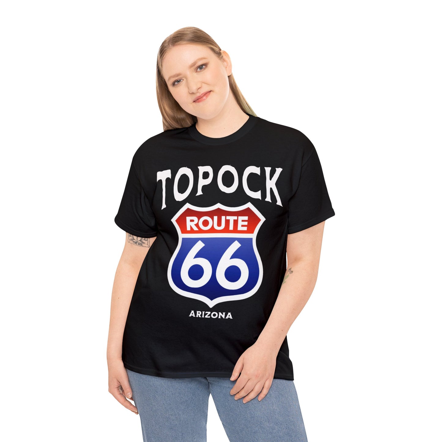 TOPOCK RT66 ON FRONT Unisex Heavy Cotton Tee