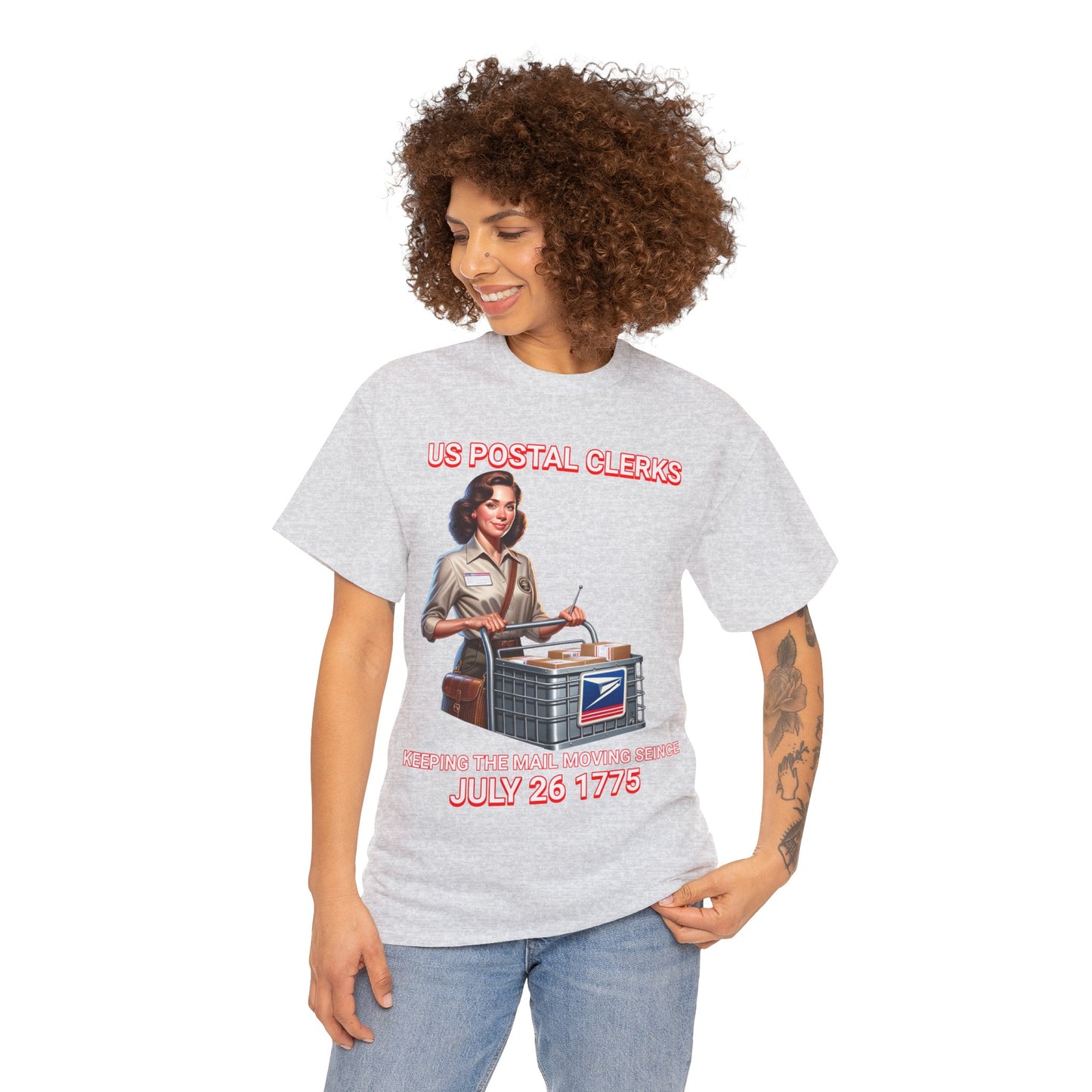 POSTAL CLERK ON FRONT Unisex Heavy Cotton Tee