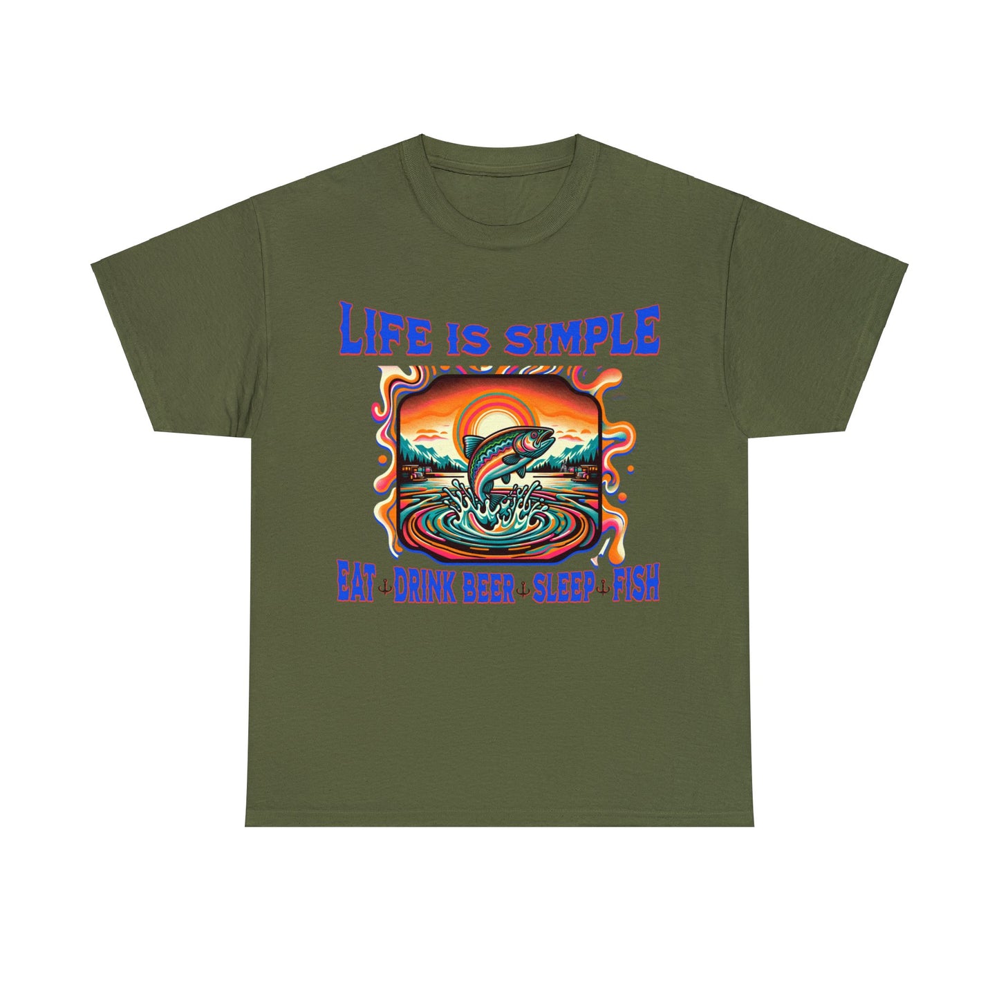 fishing 2 ON FRONT Unisex Heavy Cotton Tee