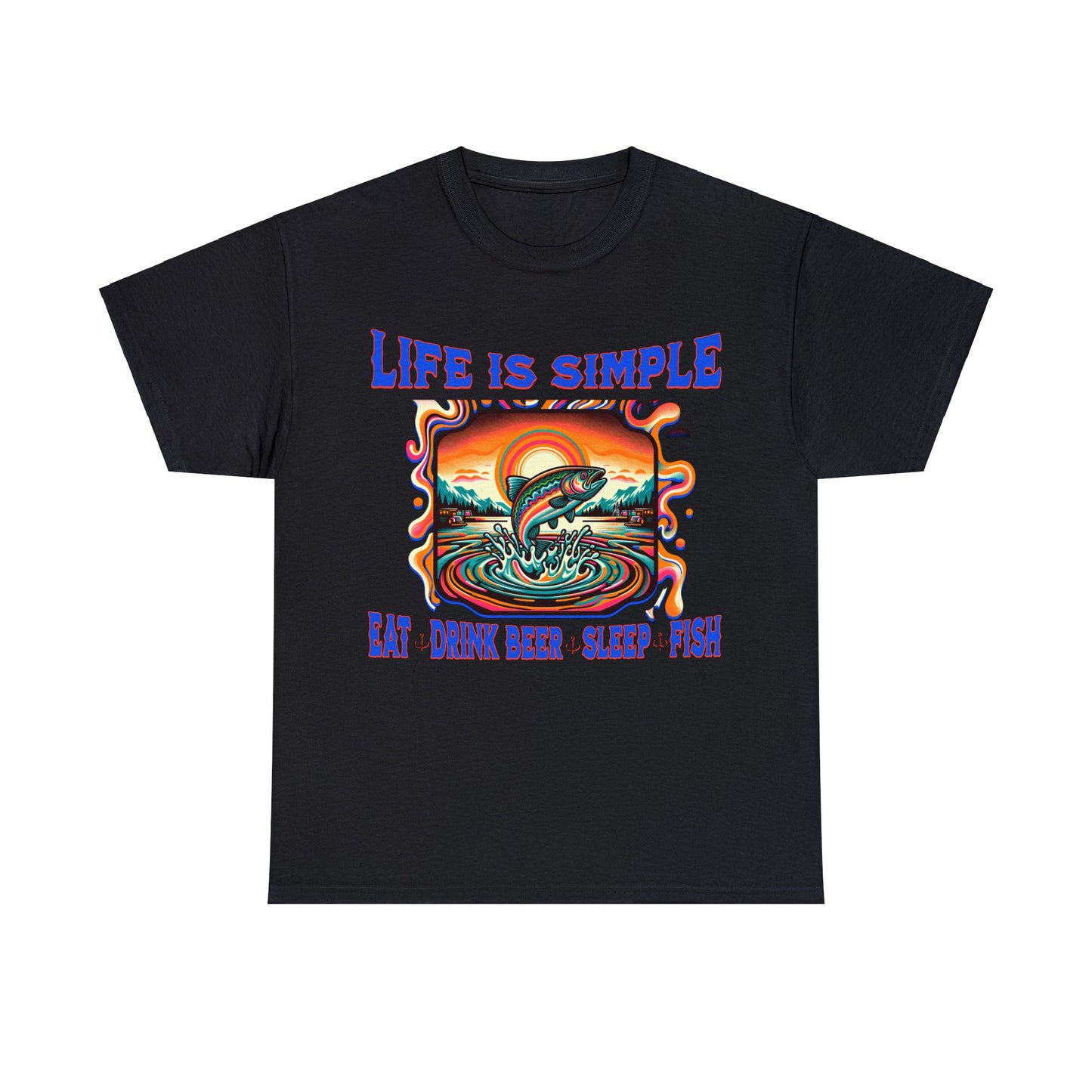 fishing 2 ON FRONT Unisex Heavy Cotton Tee
