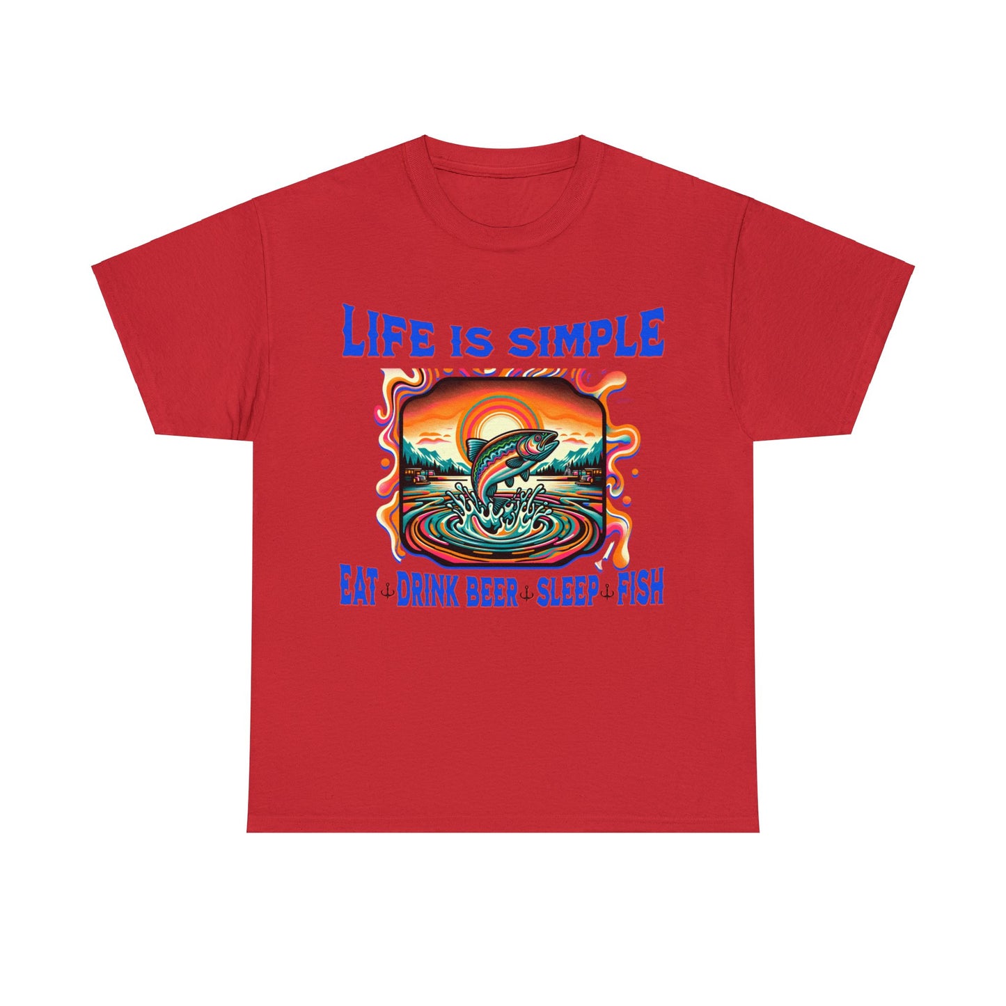 fishing 2 ON FRONT Unisex Heavy Cotton Tee