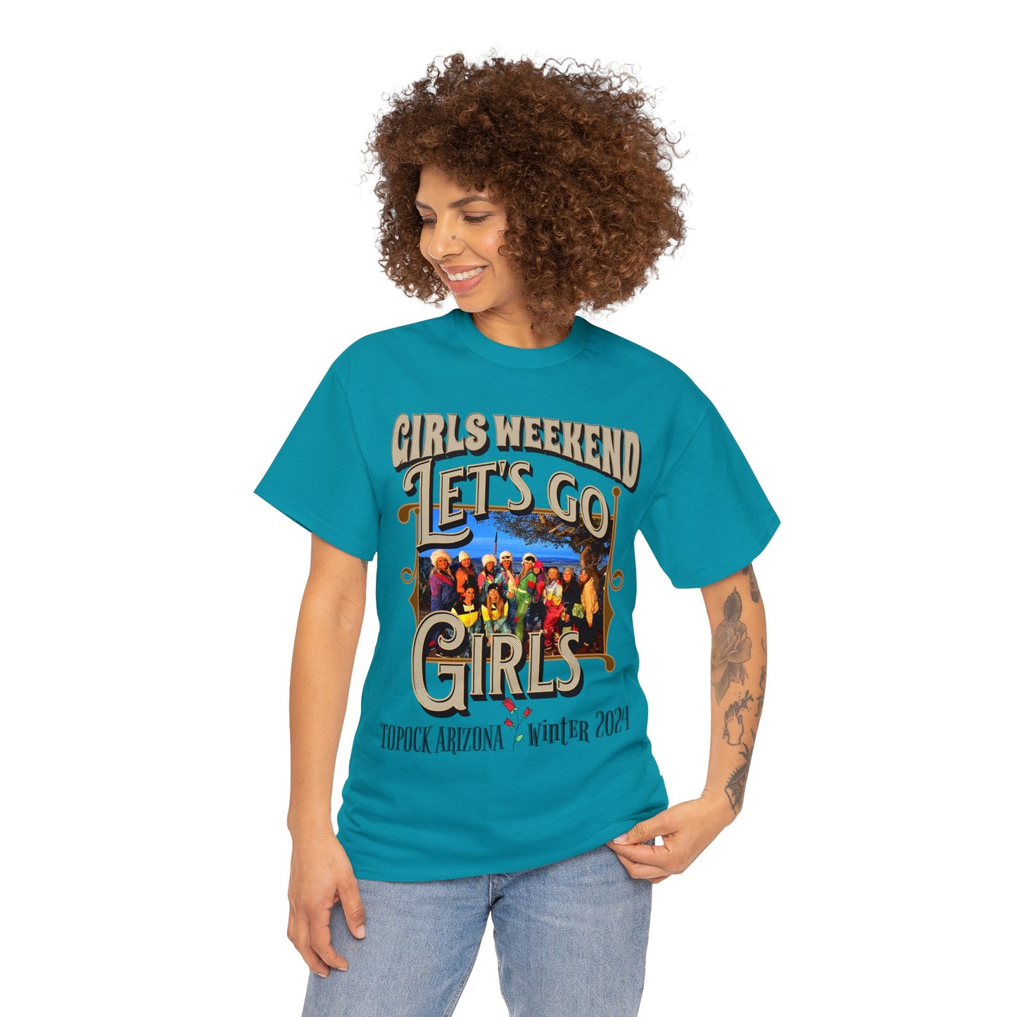 GIRLS WEEKEND ON FRONT Unisex Heavy Cotton Tee