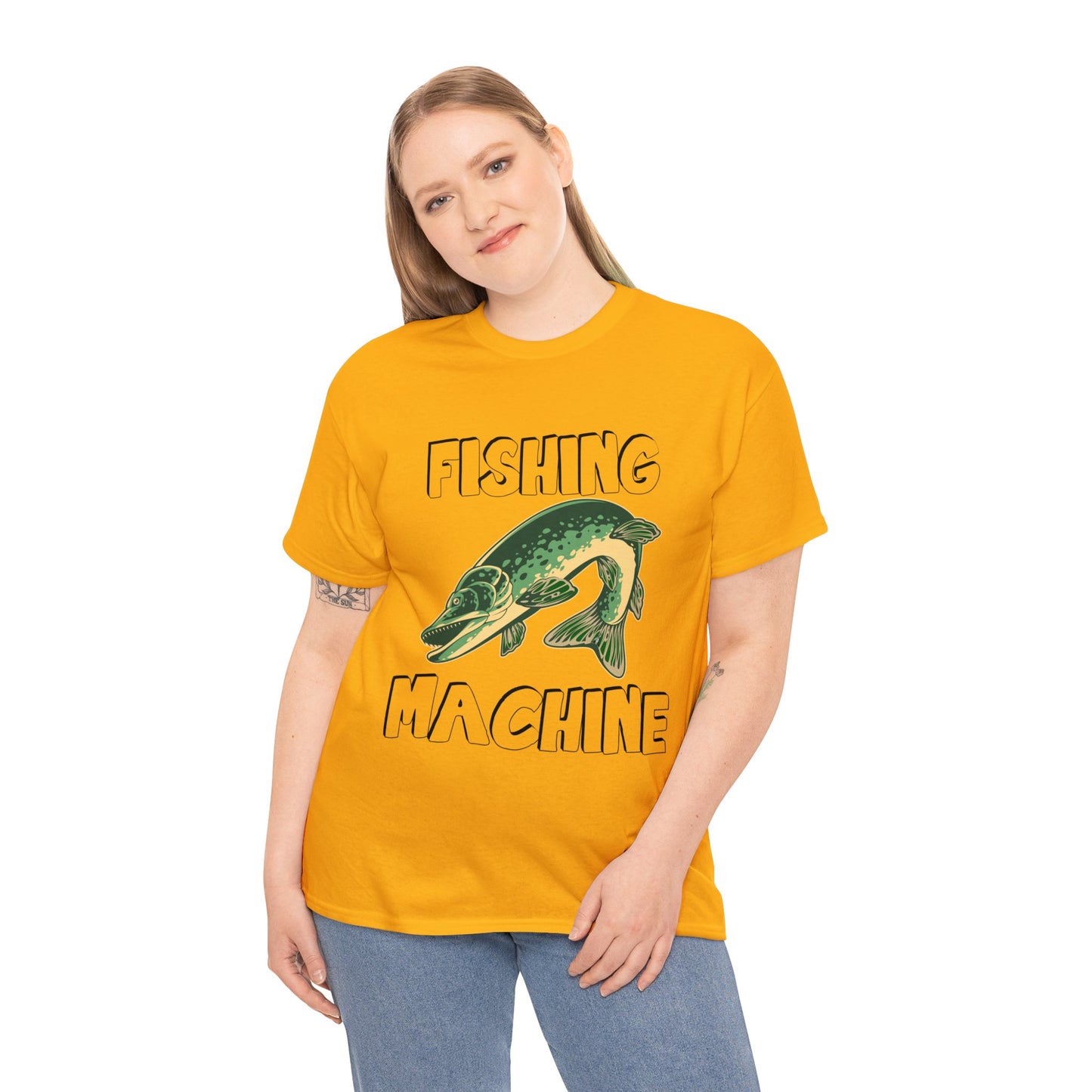 FISHING ON FRONT 5 Unisex Heavy Cotton Tee