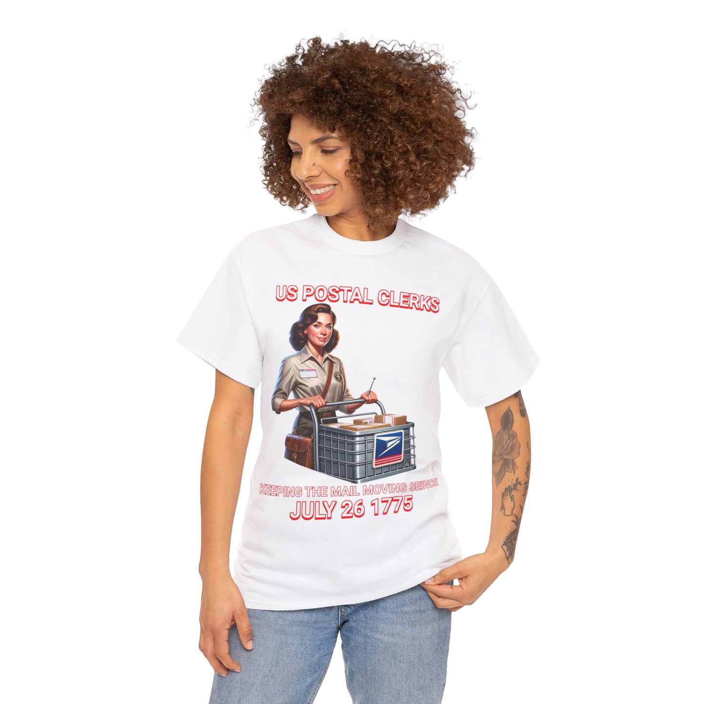 POSTAL CLERK ON FRONT Unisex Heavy Cotton Tee