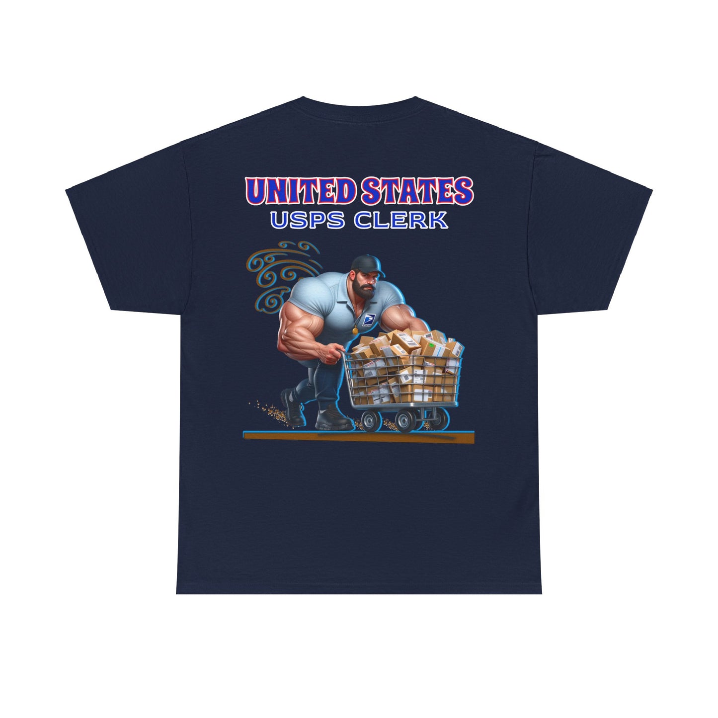 POSTAL BUFF CLERK ON BACK Unisex Heavy Cotton Tee