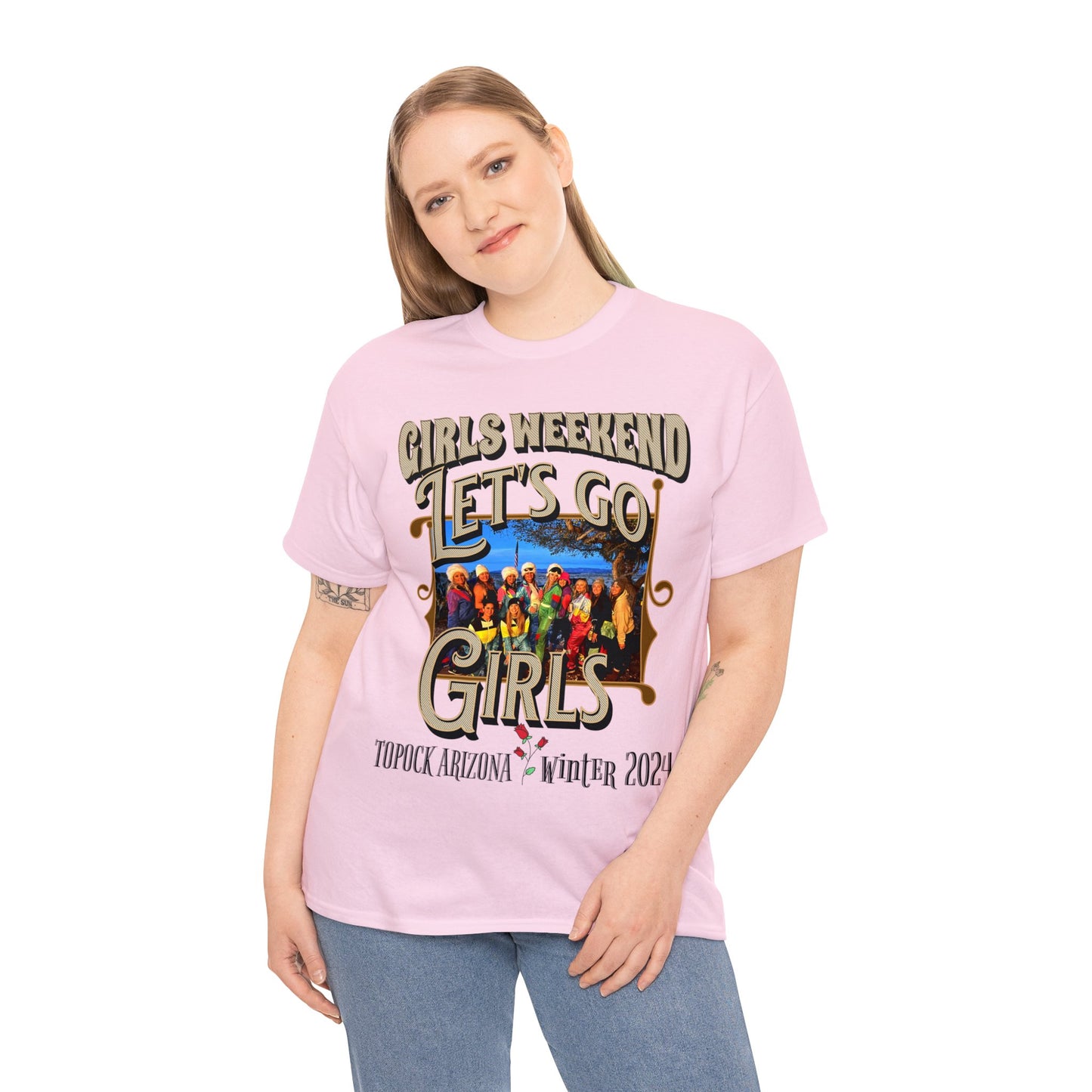 GIRLS WEEKEND ON FRONT Unisex Heavy Cotton Tee