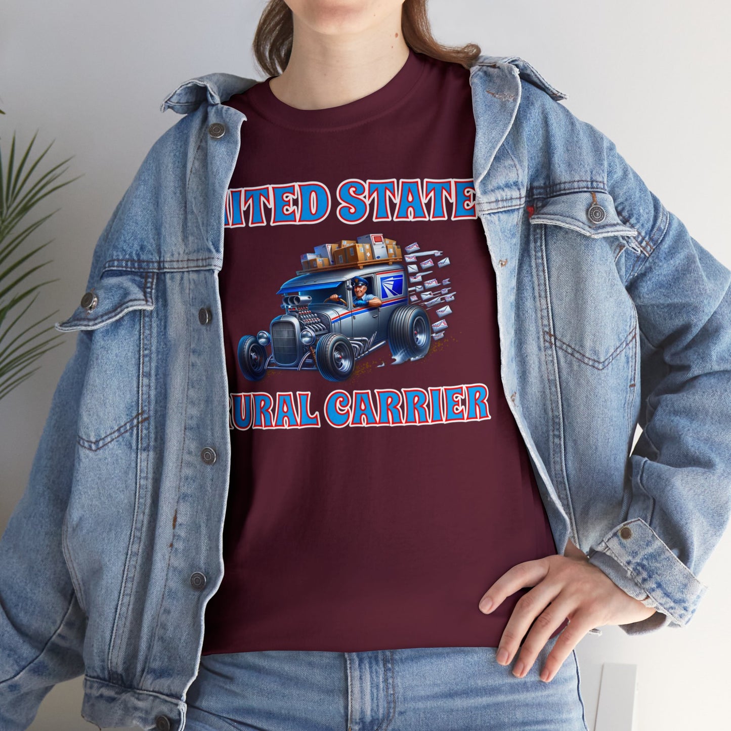 RURAL CARRIER ON front Unisex Heavy Cotton Tee