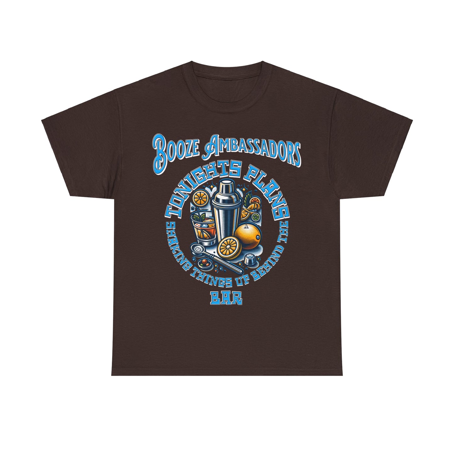 BOOZE  SHAKING THINGS UP ON FRONT  Unisex Heavy Cotton Tee