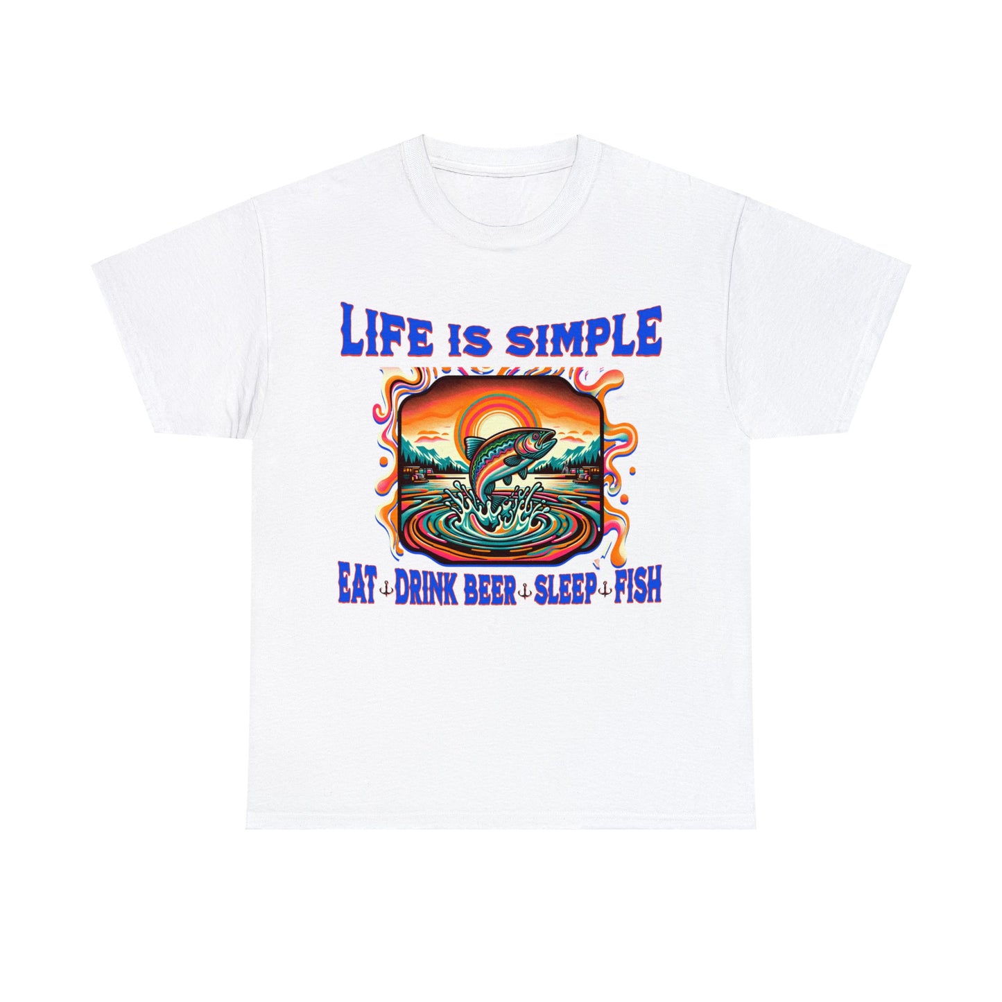 fishing 2 ON FRONT Unisex Heavy Cotton Tee