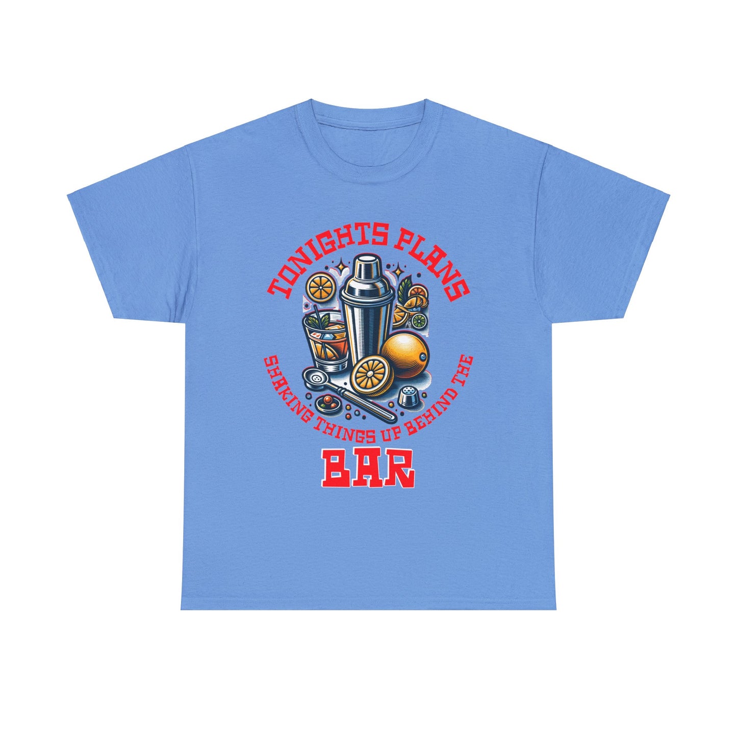 BARTENDER SHAKING THINGS UP ON FRONT  Unisex Heavy Cotton Tee