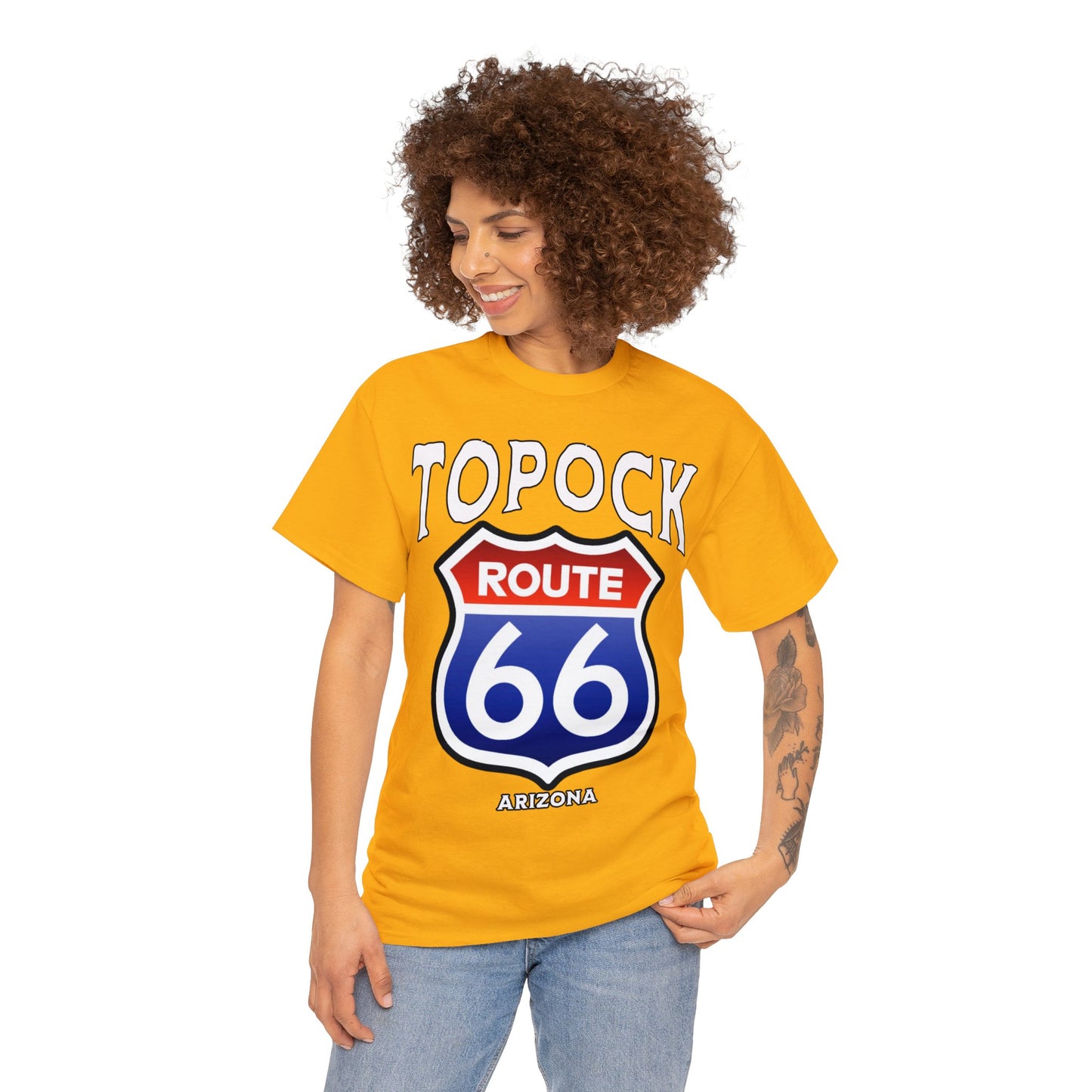 TOPOCK RT66 ON FRONT Unisex Heavy Cotton Tee