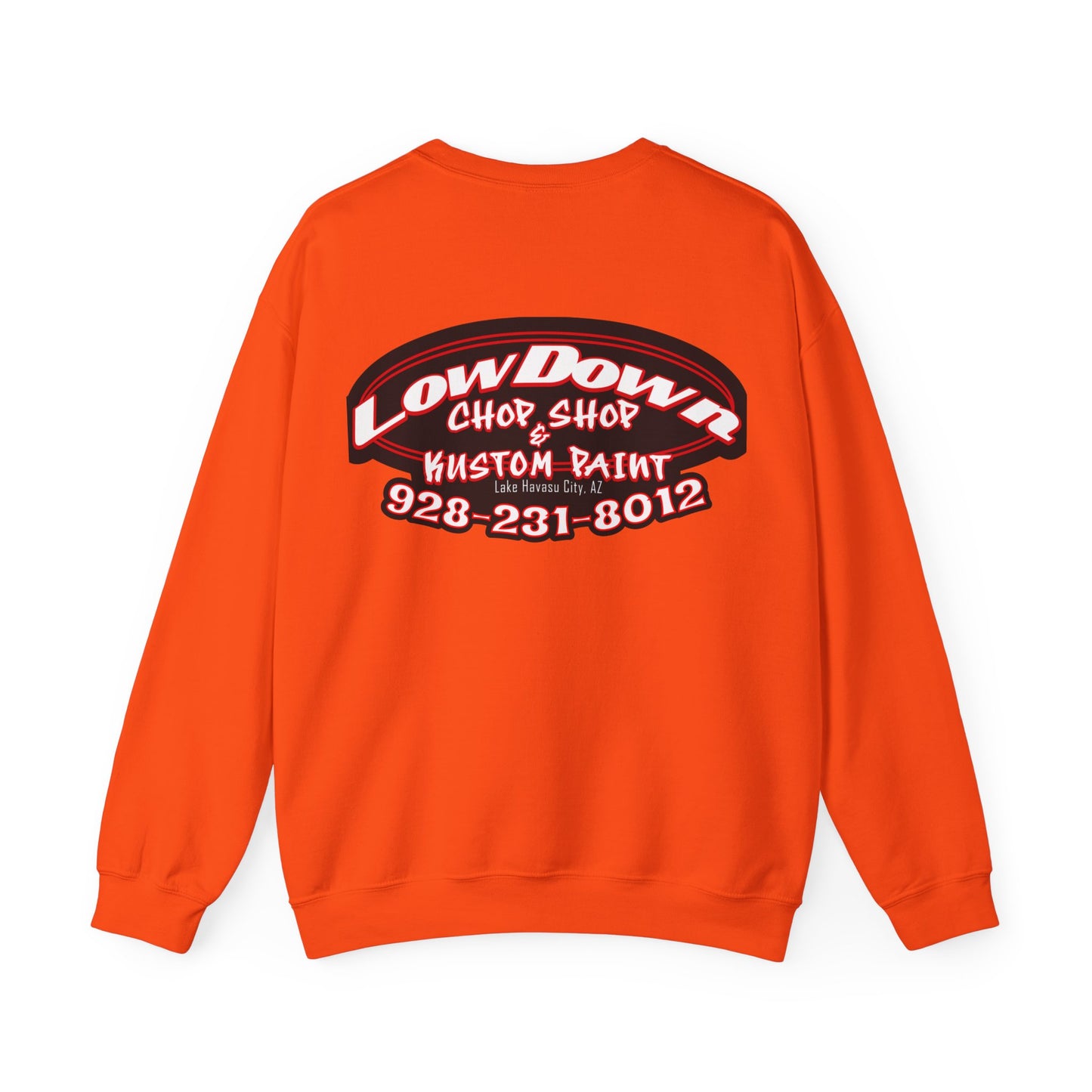 Low Down Custom Paint Crewneck Sweatshirt with phone number