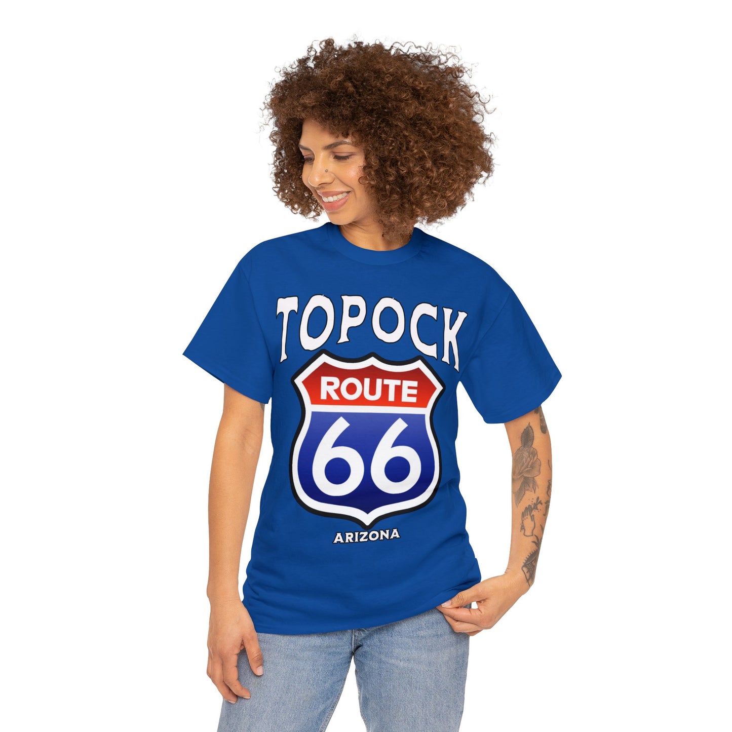 TOPOCK RT66 ON FRONT Unisex Heavy Cotton Tee