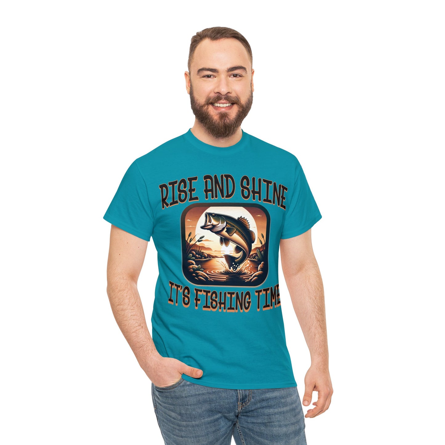 FISHING ON FRONT Unisex Heavy Cotton Tee