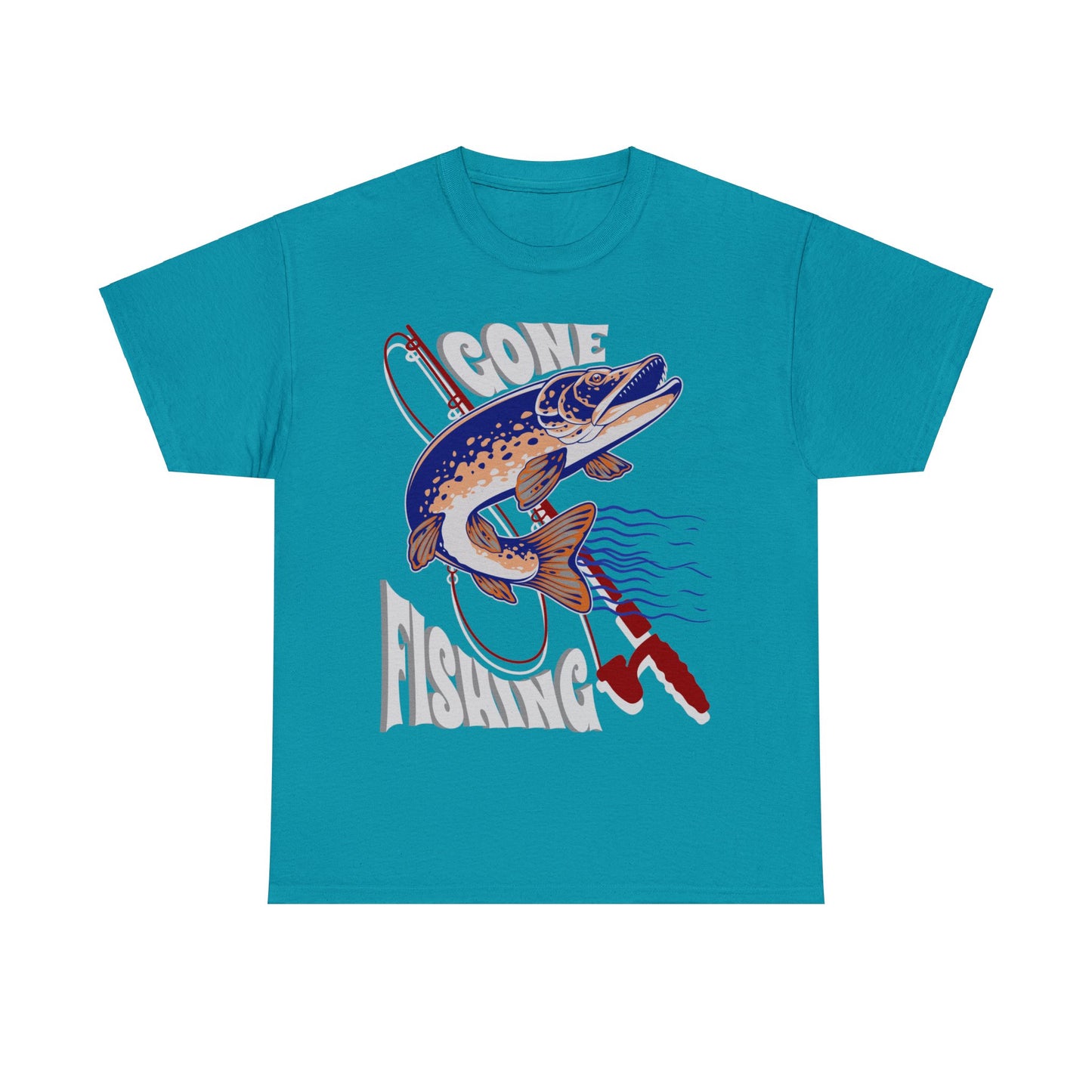 FISHING ON FRONT 5 Unisex Heavy Cotton Tee