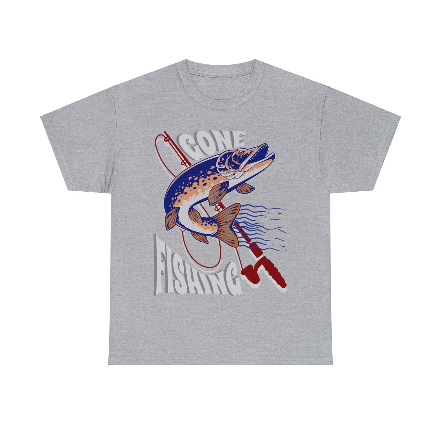 FISHING ON FRONT 5 Unisex Heavy Cotton Tee
