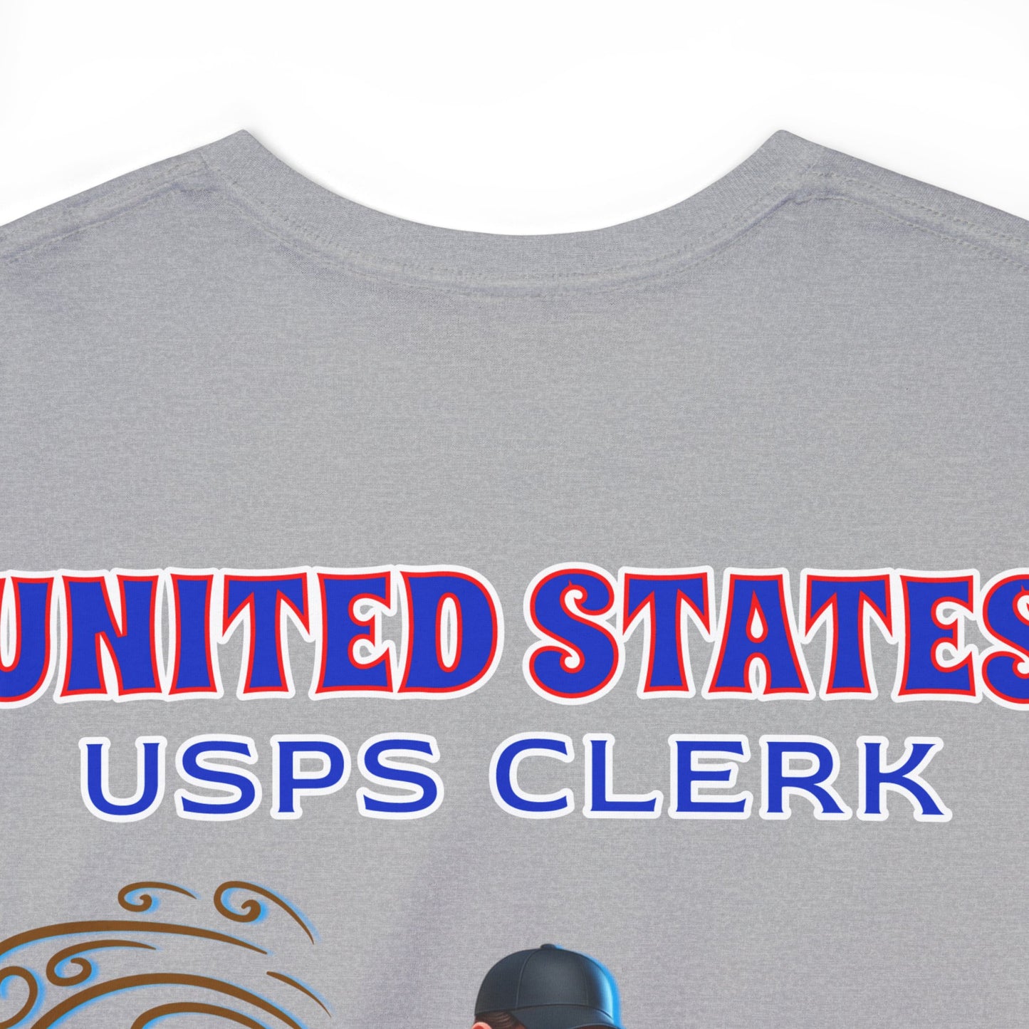 POSTAL BUFF CLERK ON BACK Unisex Heavy Cotton Tee