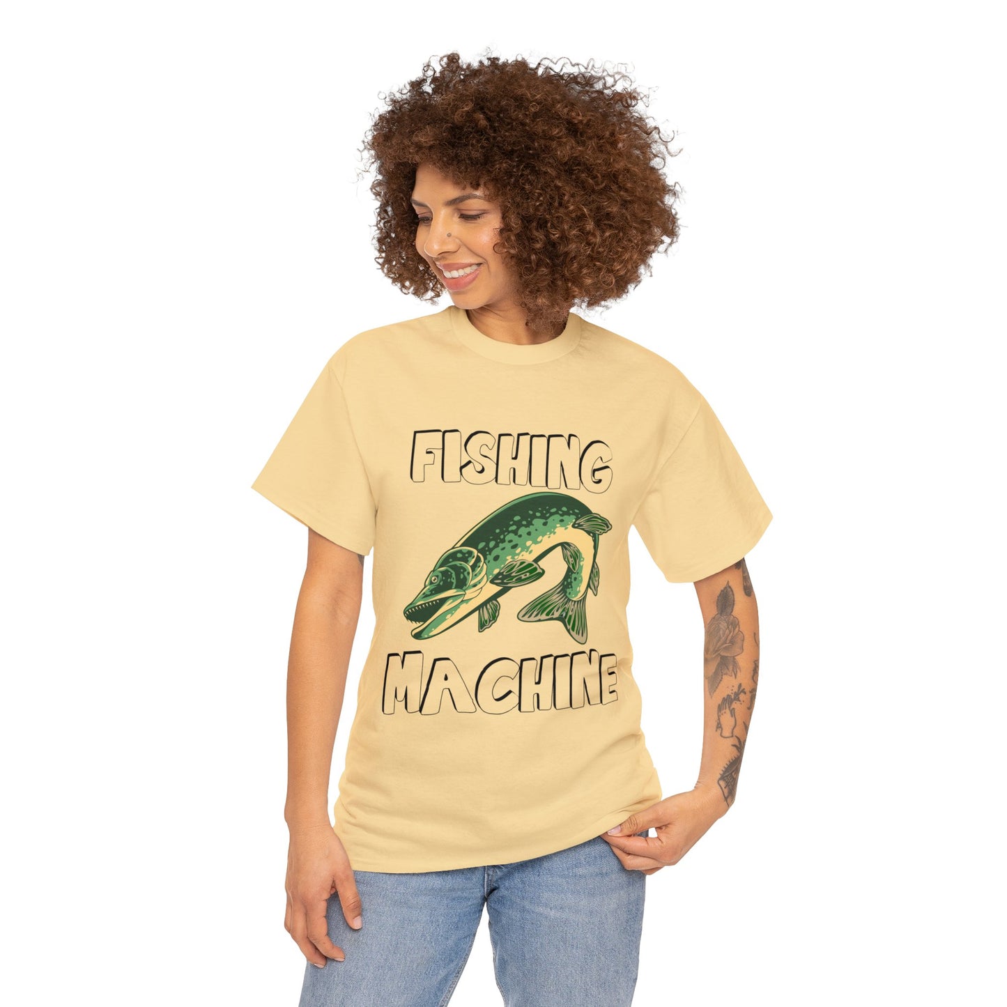 FISHING ON FRONT 5 Unisex Heavy Cotton Tee