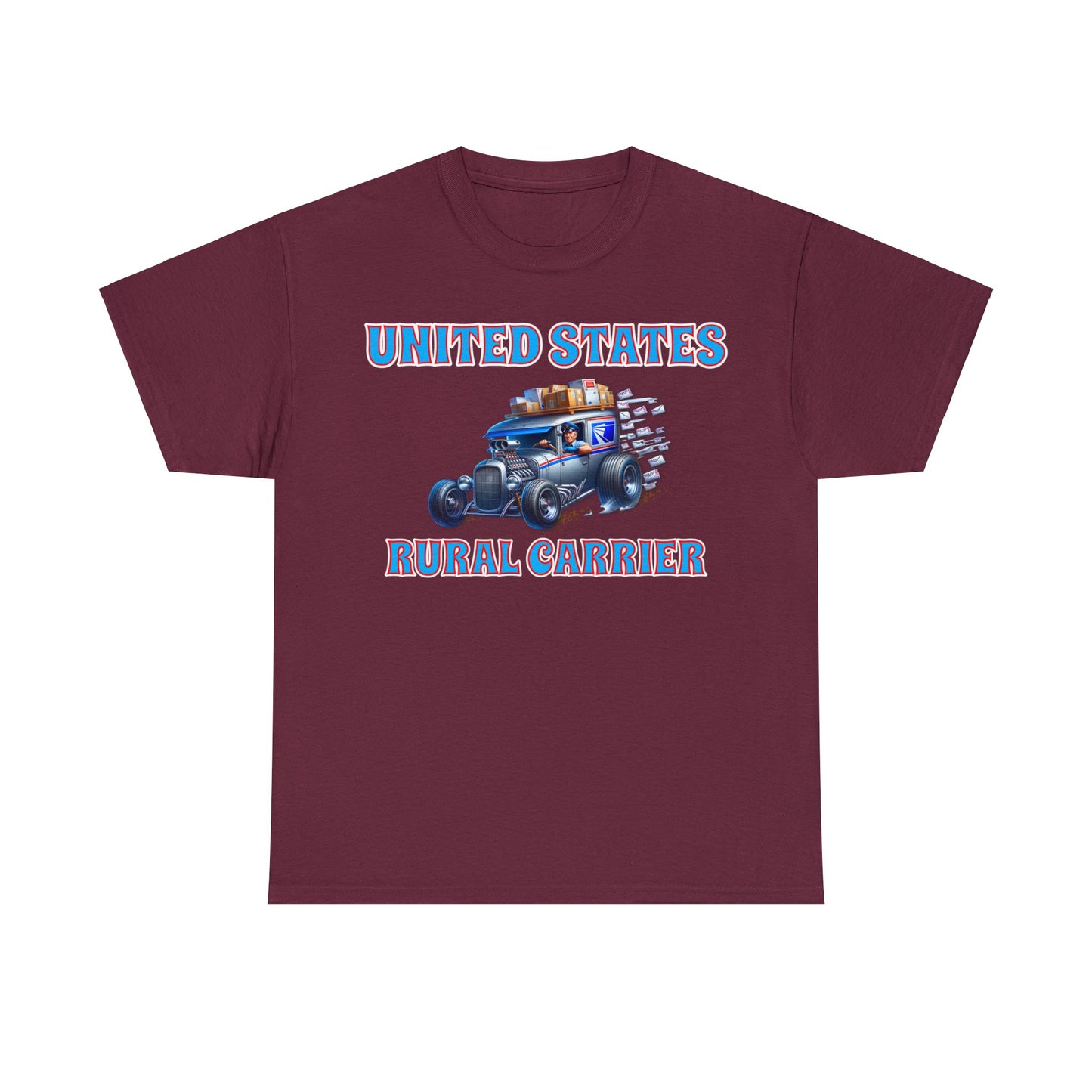 RURAL CARRIER ON front Unisex Heavy Cotton Tee